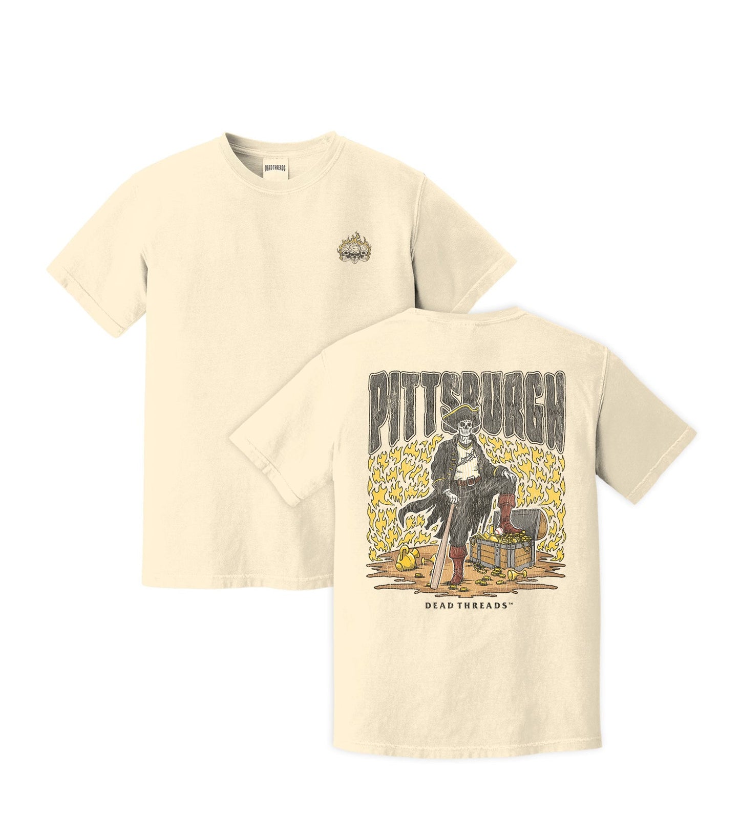 PITTSBURGH BASEBALL - "3 SKULL" PREMIUM SHIRT – T-Shirt – Dead Threads Apparel