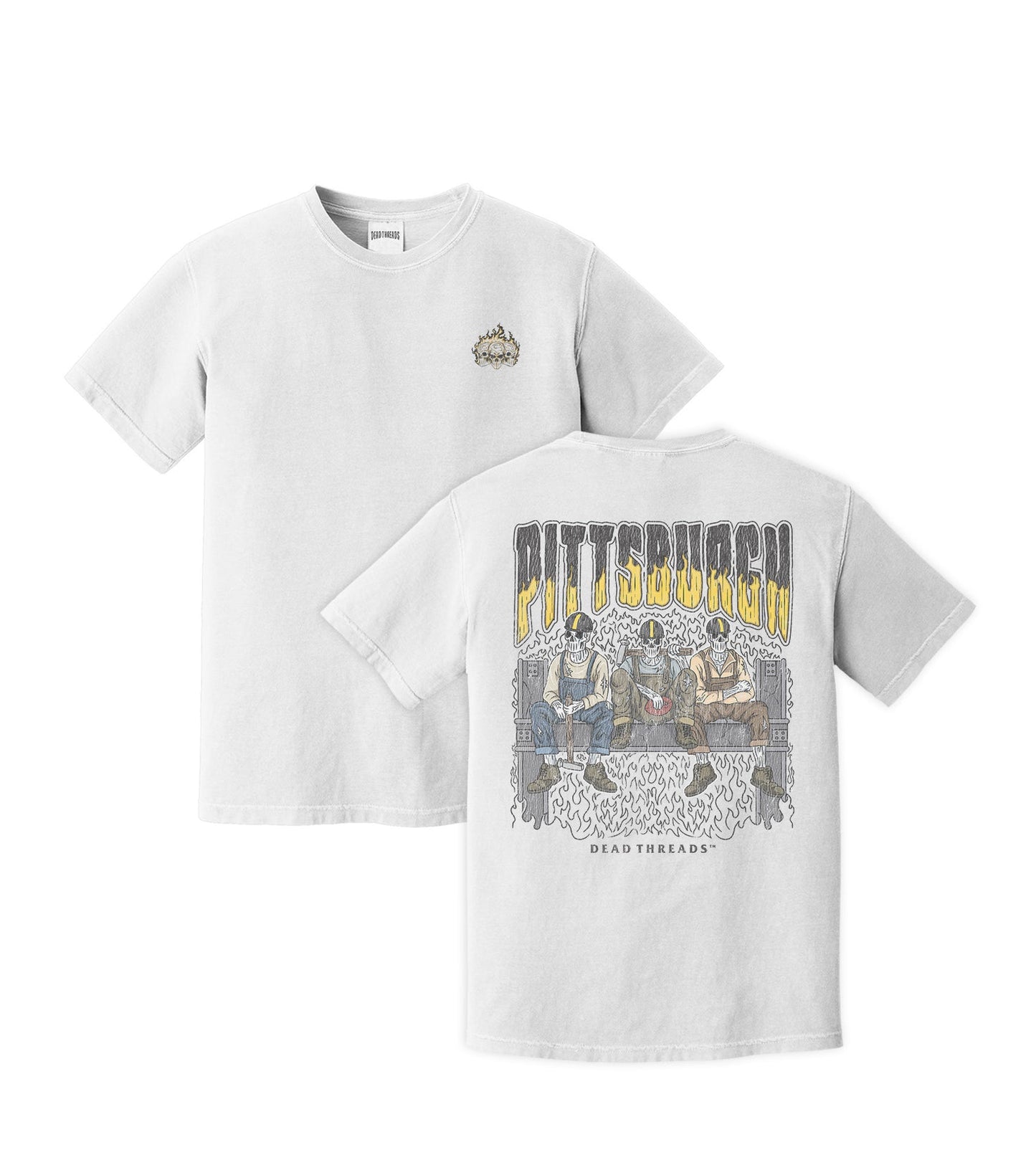 PITTSBURGH FOOTBALL - “3 SKULL” PREMIUM T - SHIRT – T-Shirt – Dead Threads Apparel