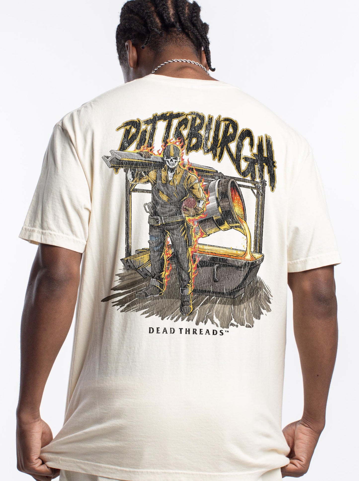 PITTSBURGH FOOTBALL v2 - “3 SKULL” PREMIUM T - SHIRT – T-Shirt – Dead Threads Apparel