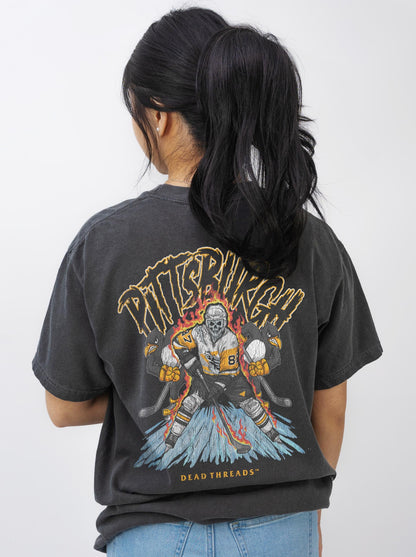 PITTSBURGH HOCKEY - “3 SKULL” PREMIUM T - SHIRT – T-Shirt – Dead Threads Apparel
