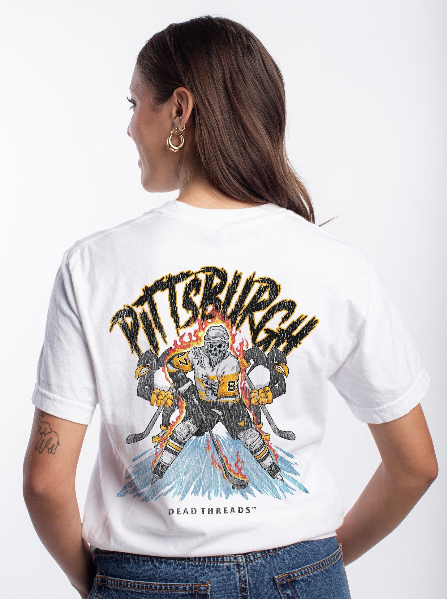 PITTSBURGH HOCKEY - “3 SKULL” PREMIUM T - SHIRT – T-Shirt – Dead Threads Apparel