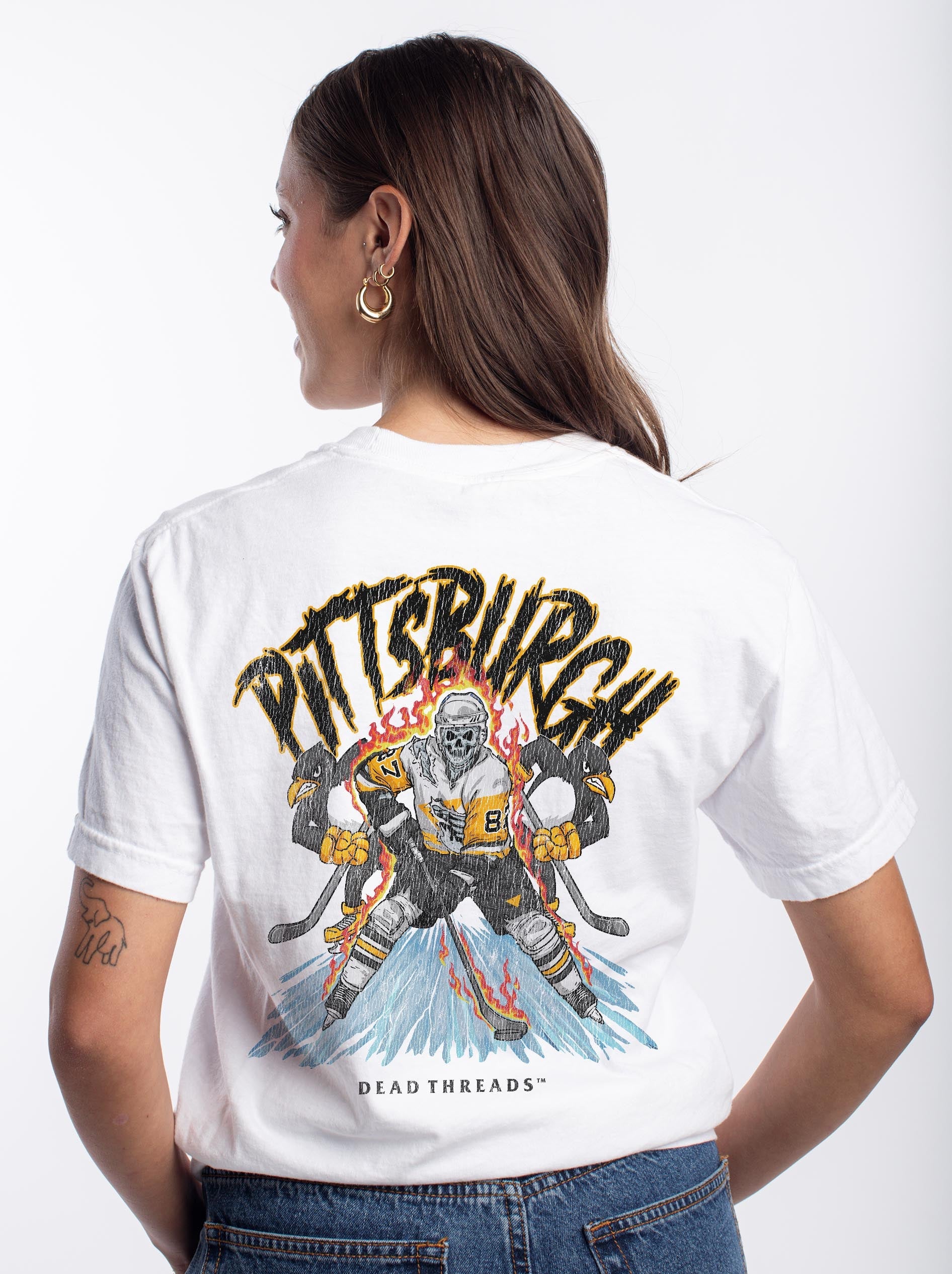 PITTSBURGH HOCKEY - “3 SKULL” PREMIUM T - SHIRT – T-Shirt – Dead Threads Apparel