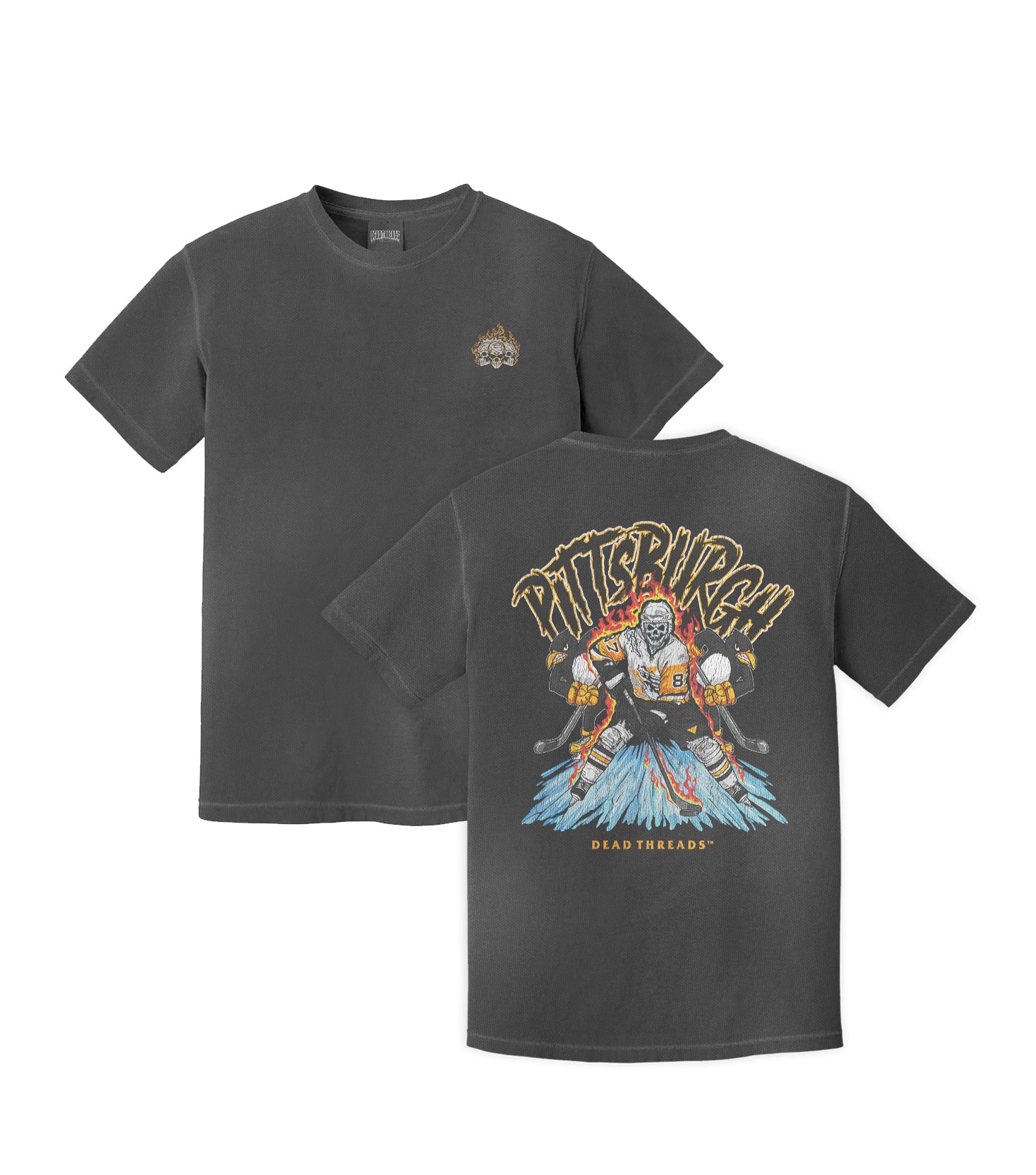 PITTSBURGH HOCKEY - “3 SKULL” PREMIUM T - SHIRT – T-Shirt – Dead Threads Apparel