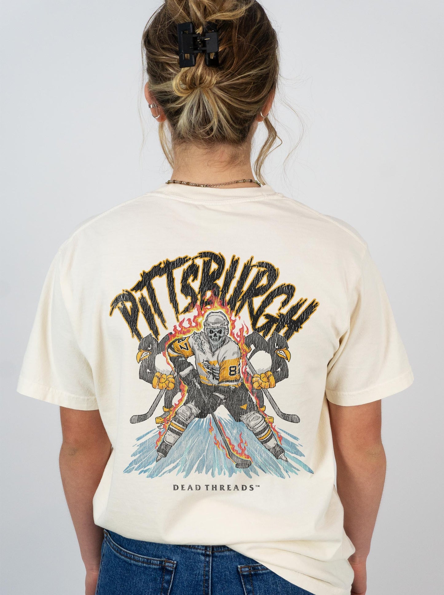 PITTSBURGH HOCKEY - “3 SKULL” PREMIUM T - SHIRT – T-Shirt – Dead Threads Apparel