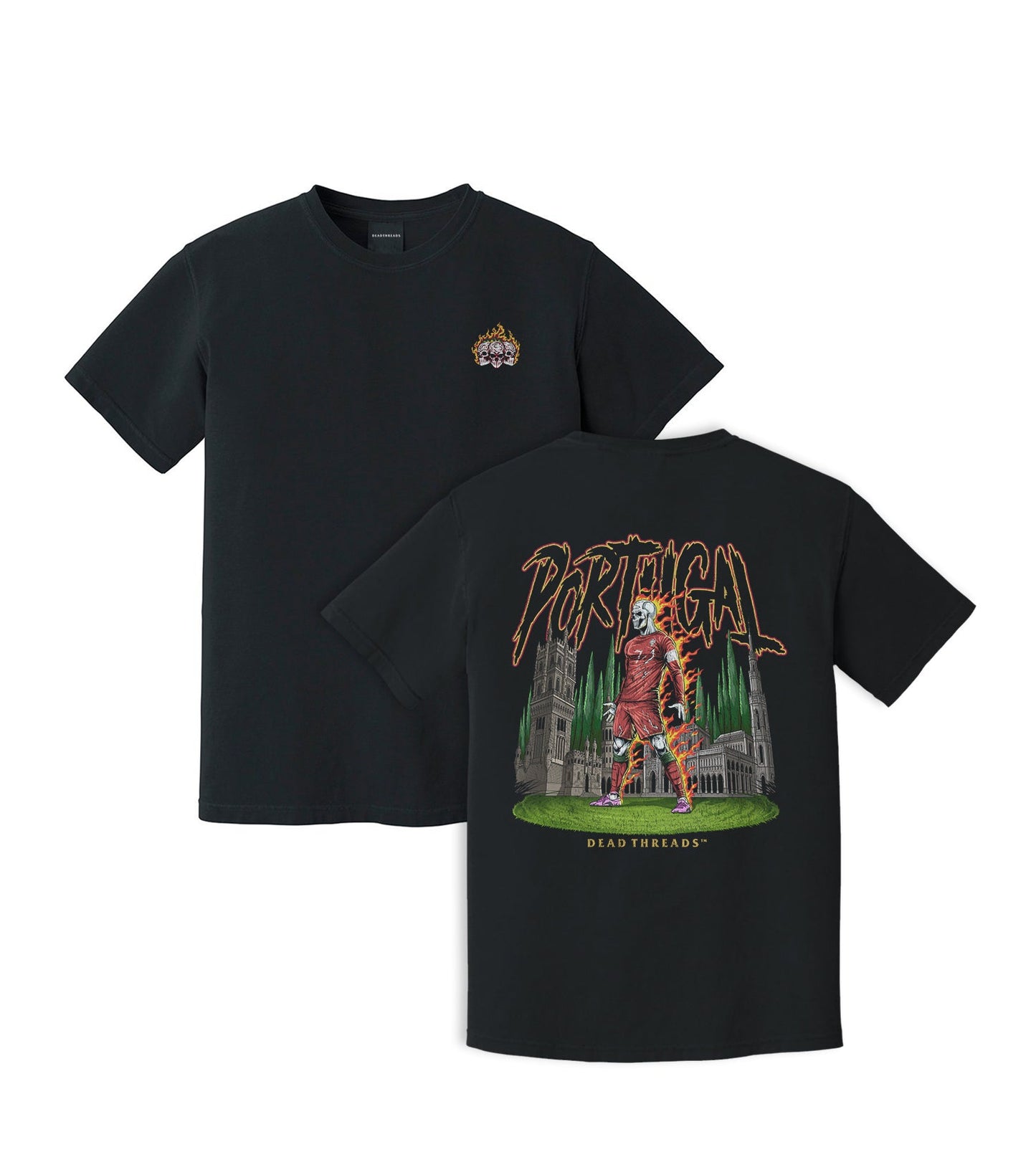 PORTUGAL SOCCER - “3 SKULL” PREMIUM T-SHIRT – T-Shirt – Dead Threads Apparel