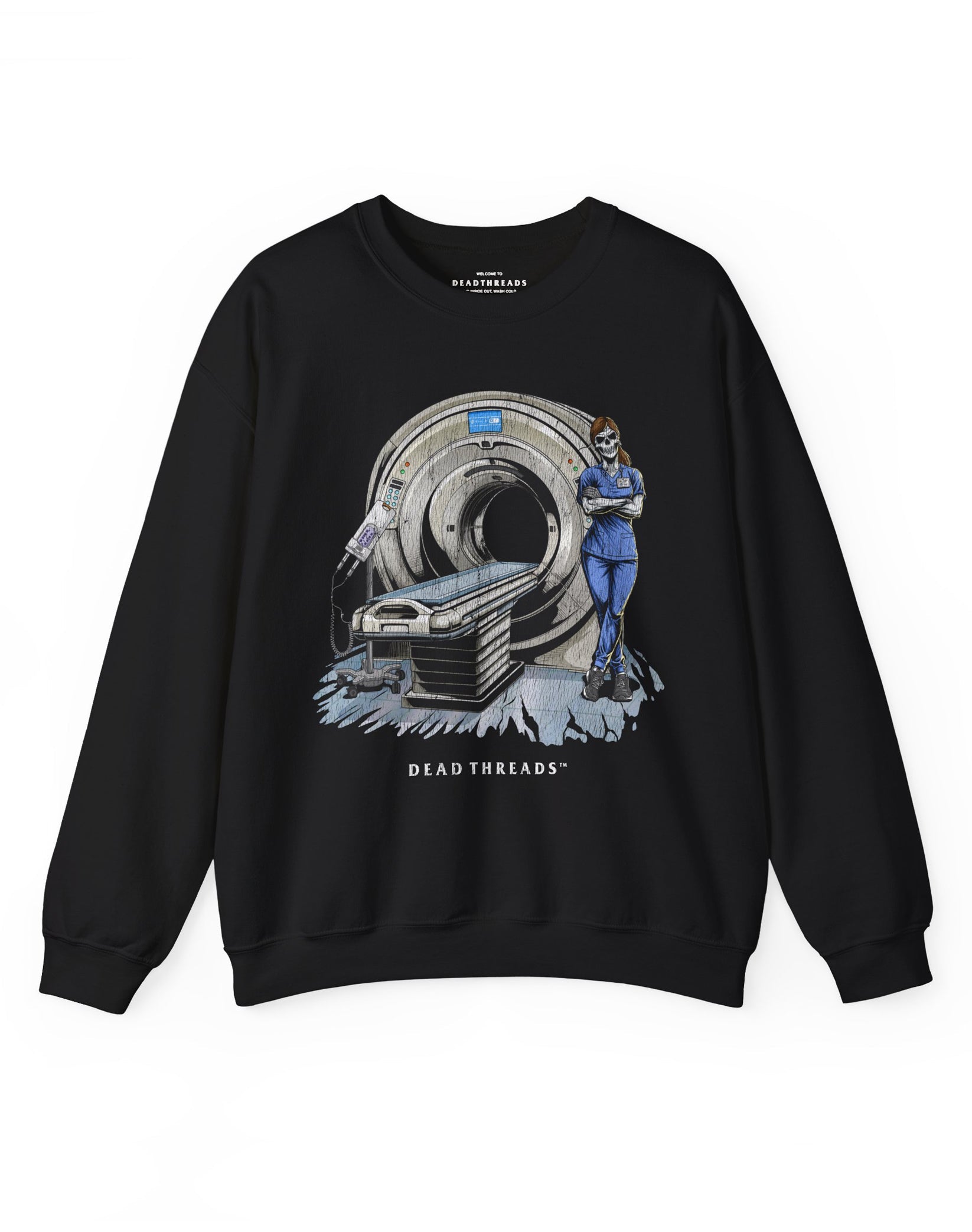 RADIATION REAPER (CT, FEMALE) CREWNECK SWEATSHIRT – Sweatshirt – Dead Threads Apparel