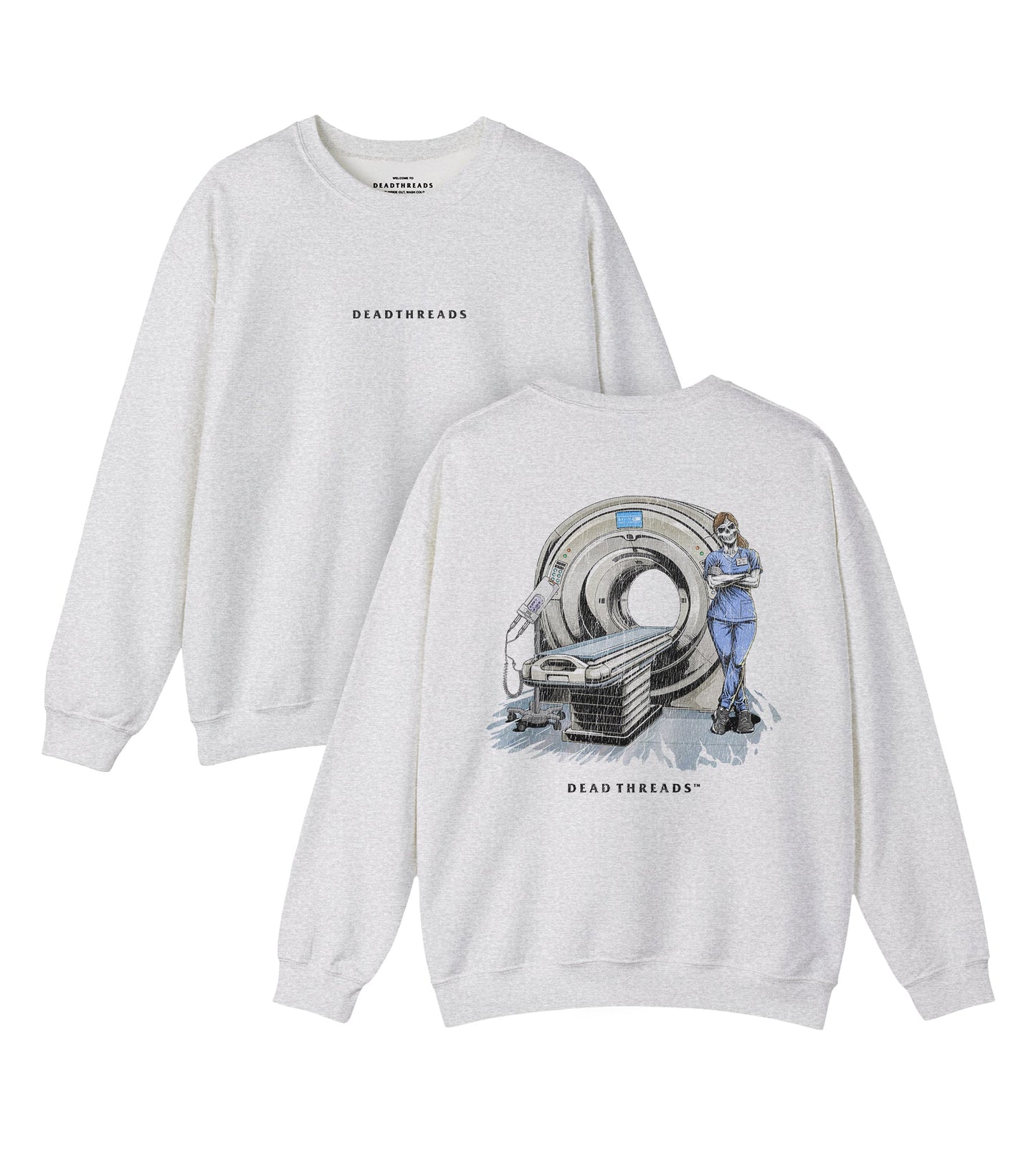 RADIATION REAPER (CT, FEMALE) - “DT ESSENTIAL" CREWNECK SWEATSHIRT – Sweatshirt – Dead Threads Apparel