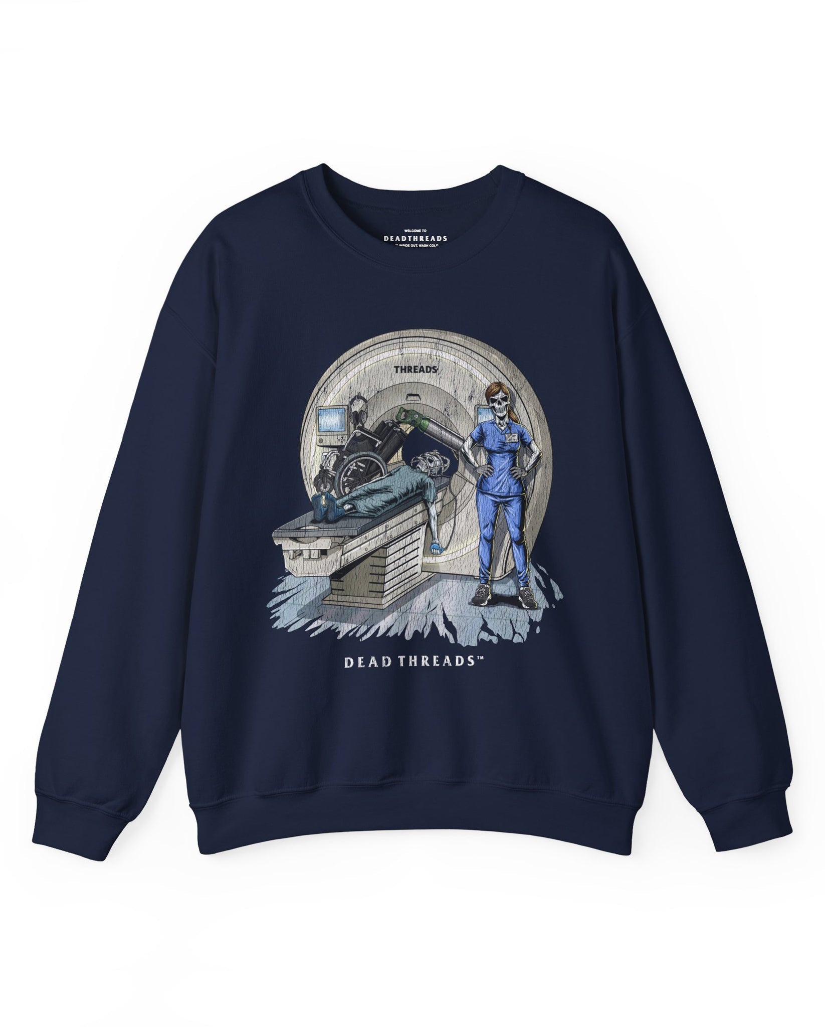 RADIATION REAPER (MRI, FEMALE) CREWNECK SWEATSHIRT – Sweatshirt – Dead Threads Apparel