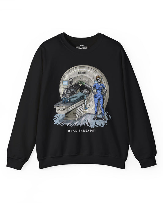 RADIATION REAPER (MRI, FEMALE) CREWNECK SWEATSHIRT – Sweatshirt – Dead Threads Apparel
