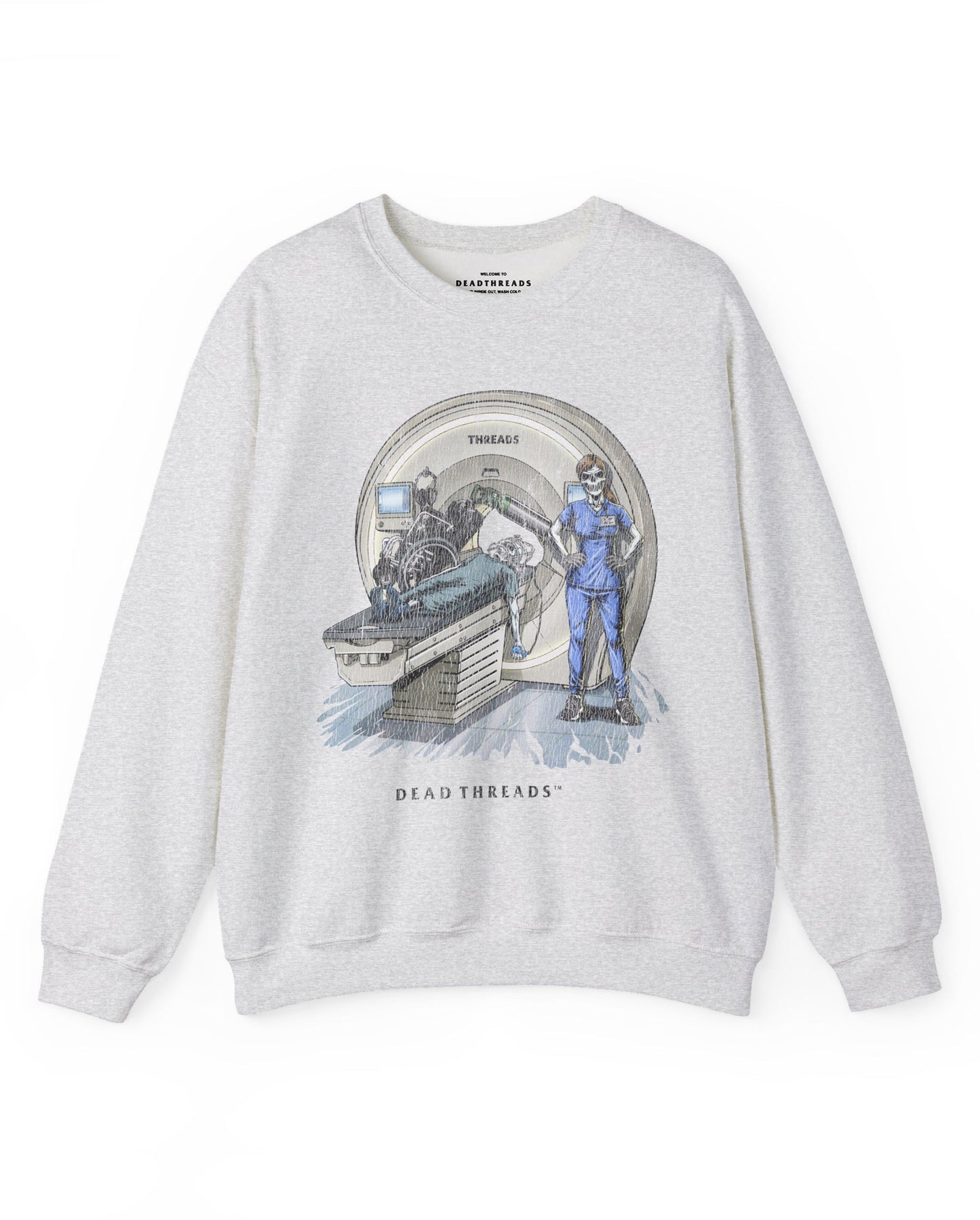 RADIATION REAPER (MRI, FEMALE) CREWNECK SWEATSHIRT – Sweatshirt – Dead Threads Apparel
