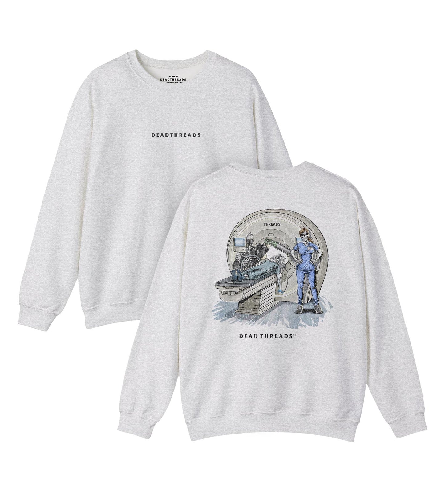 RADIATION REAPER (MRI, FEMALE) - “DT ESSENTIAL" CREWNECK SWEATSHIRT – Sweatshirt – Dead Threads Apparel