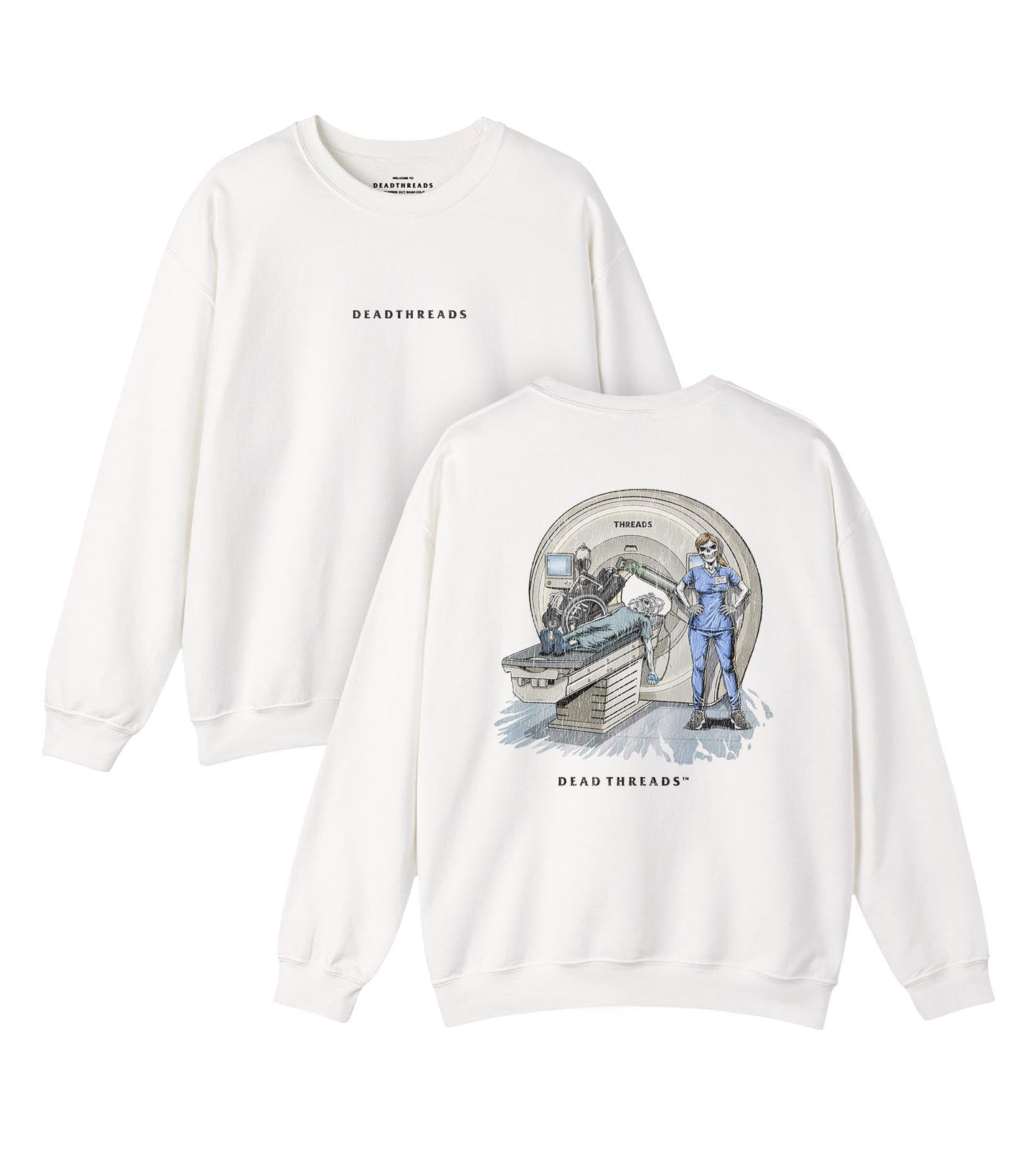 RADIATION REAPER (MRI, FEMALE) - “DT ESSENTIAL" CREWNECK SWEATSHIRT – Sweatshirt – Dead Threads Apparel