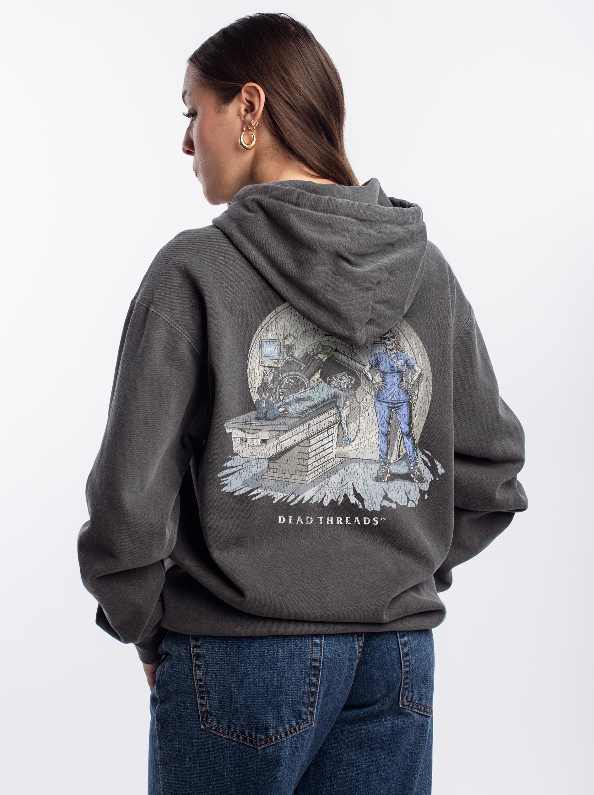 RADIATION REAPER (MRI, FEMALE) - “DT ESSENTIAL" HOODIE – Hoodie – Dead Threads Apparel