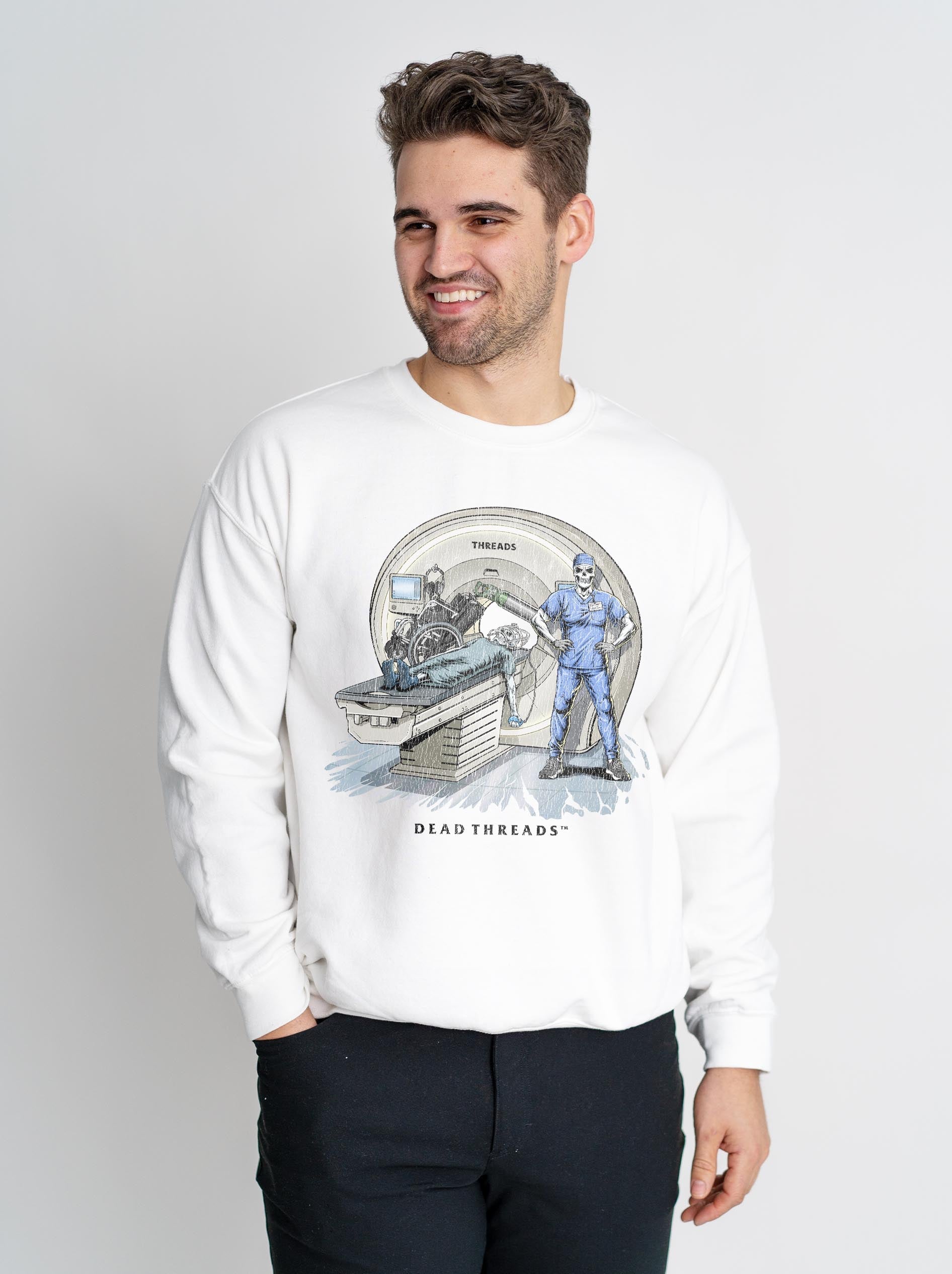 RADIATION REAPER (MRI, MALE) CREWNECK SWEATSHIRT – Sweatshirt – Dead Threads Apparel