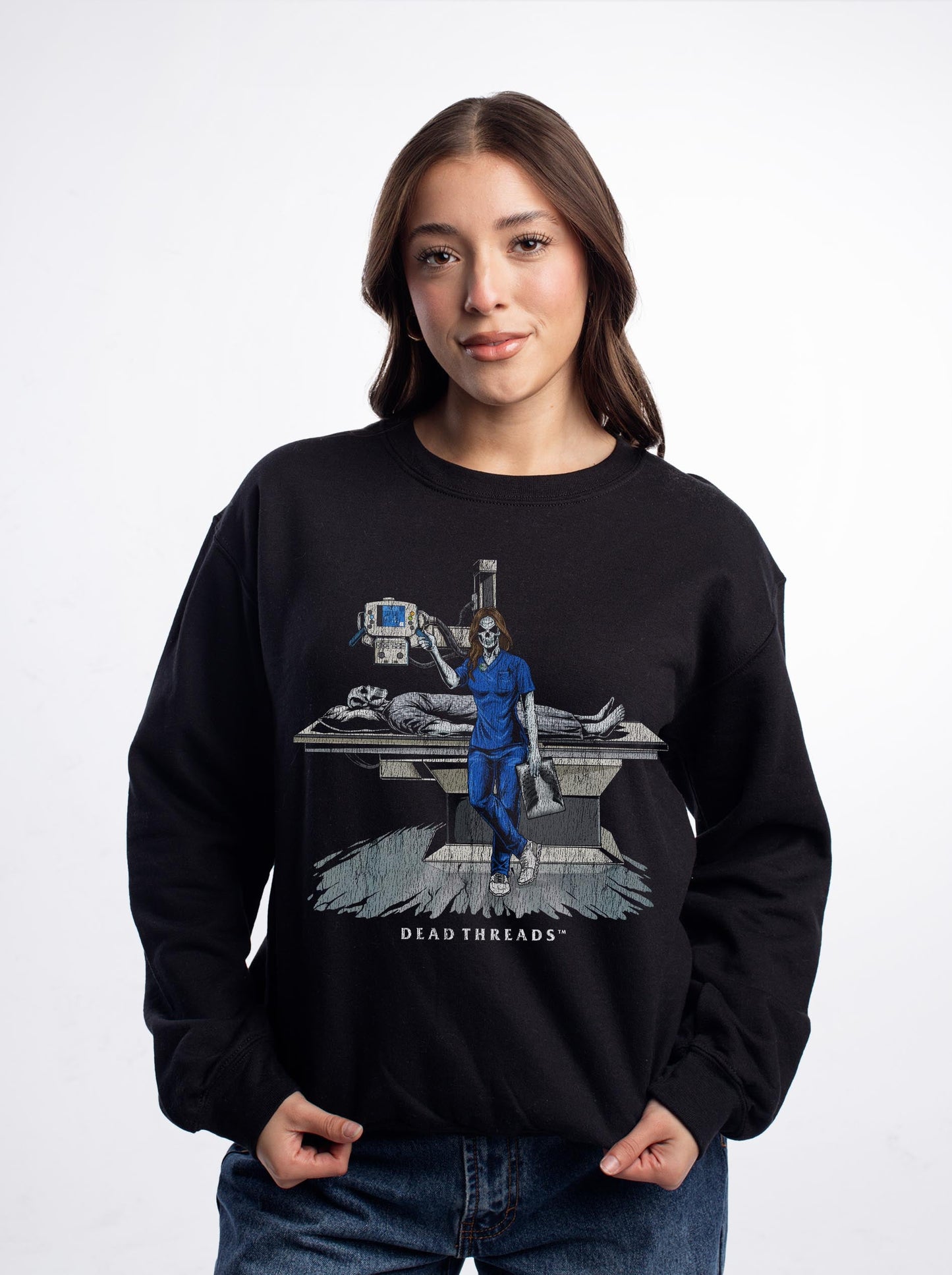 RADIATION REAPER (X - RAY, FEMALE) CREWNECK SWEATSHIRT – Sweatshirt – Dead Threads Apparel
