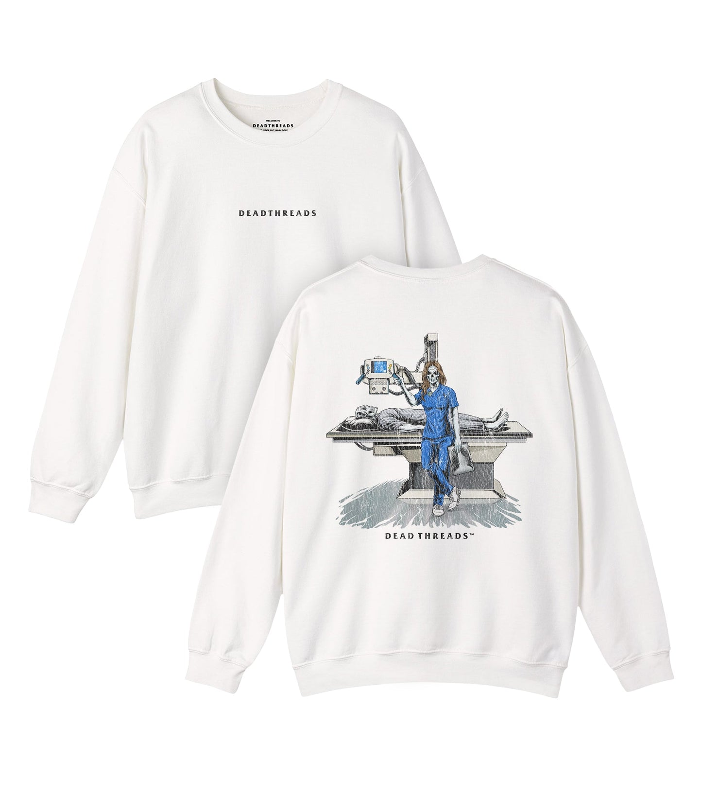 RADIATION REAPER (X - RAY, FEMALE) - “DT ESSENTIAL" CREWNECK SWEATSHIRT – Sweatshirt – Dead Threads Apparel