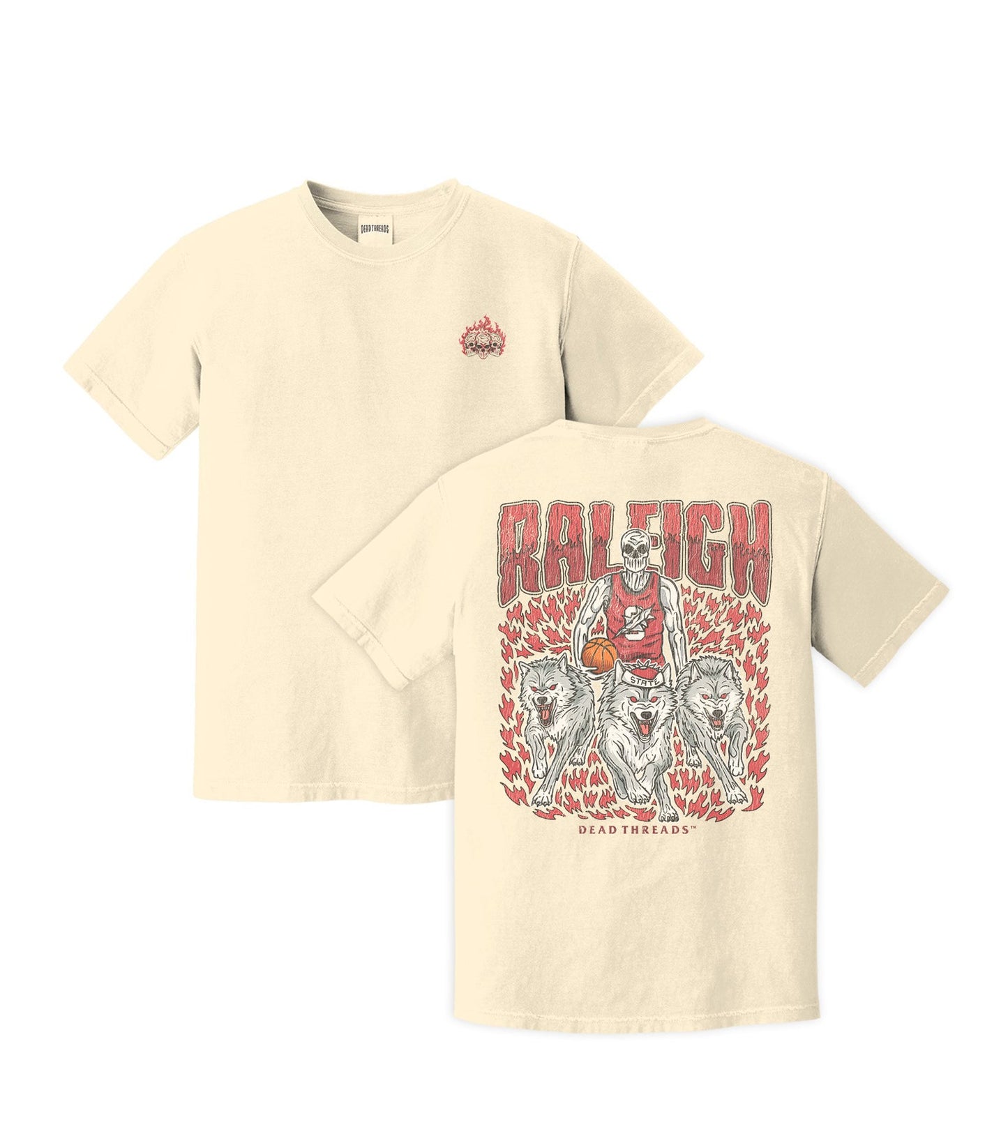 RALEIGH BASKETBALL - “3 SKULL” PREMIUM T - SHIRT – T-Shirt – Dead Threads Apparel