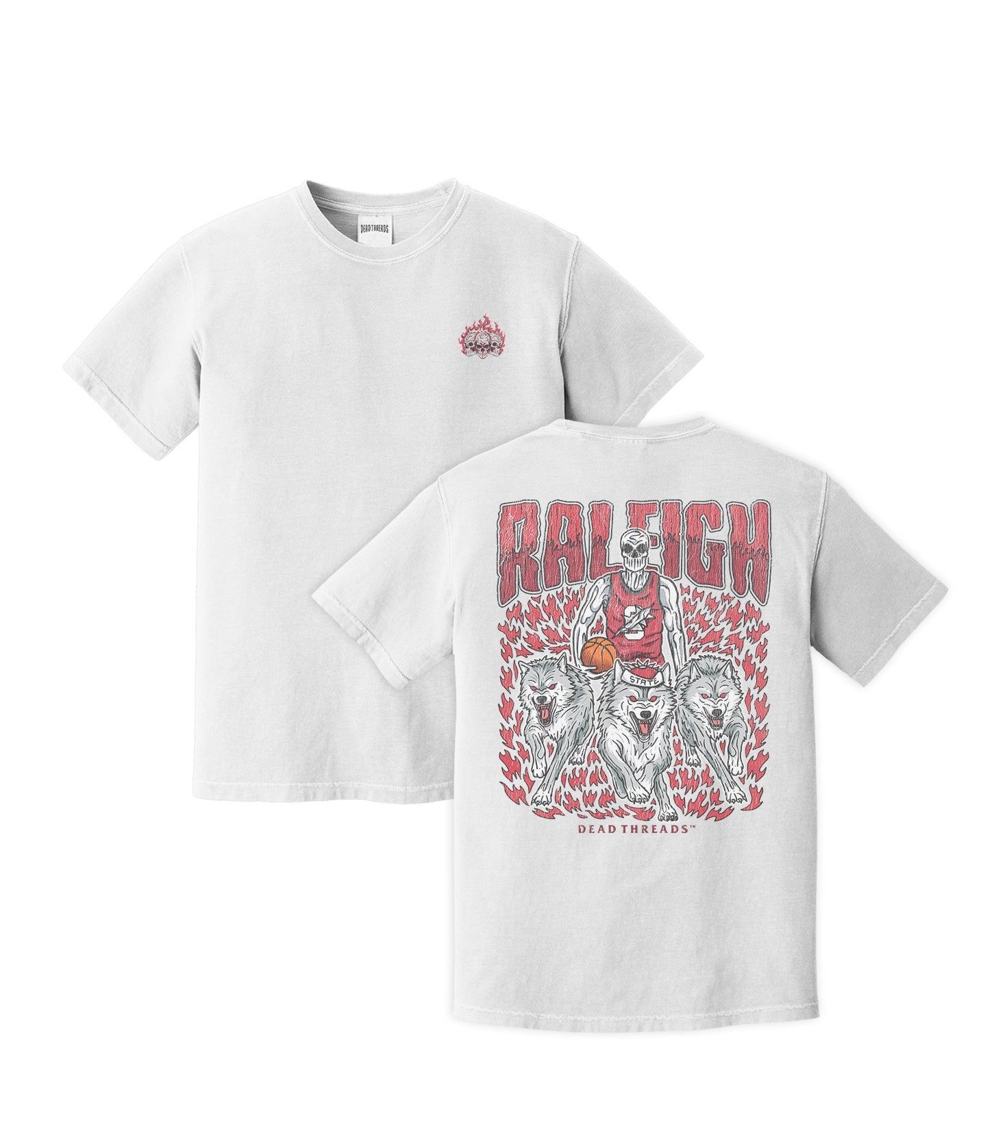 RALEIGH BASKETBALL - “3 SKULL” PREMIUM T - SHIRT – T-Shirt – Dead Threads Apparel
