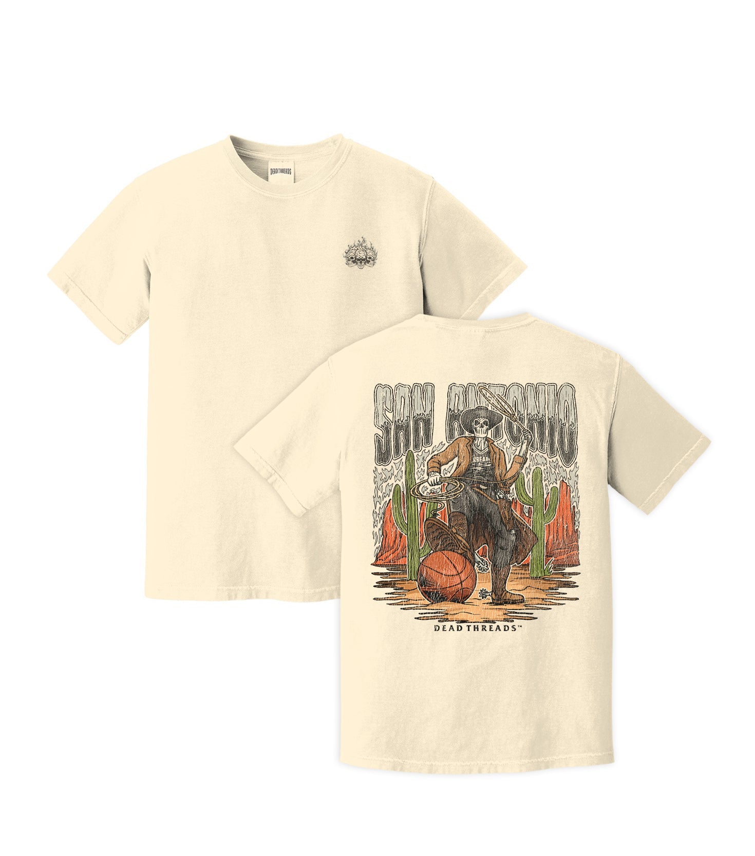SAN ANTONIO BASKETBALL - “3 SKULL” PREMIUM T - SHIRT – T-Shirt – Dead Threads Apparel