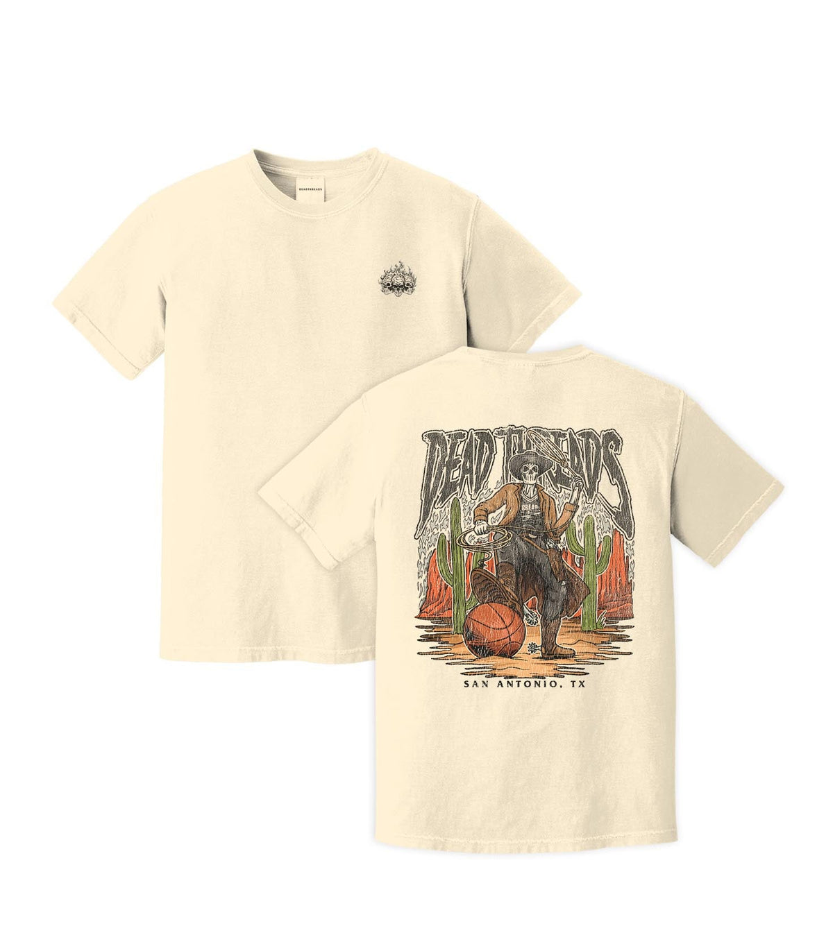 SAN ANTONIO BASKETBALL - “3 SKULL” PREMIUM T-SHIRT – T-Shirt – Dead Threads Apparel