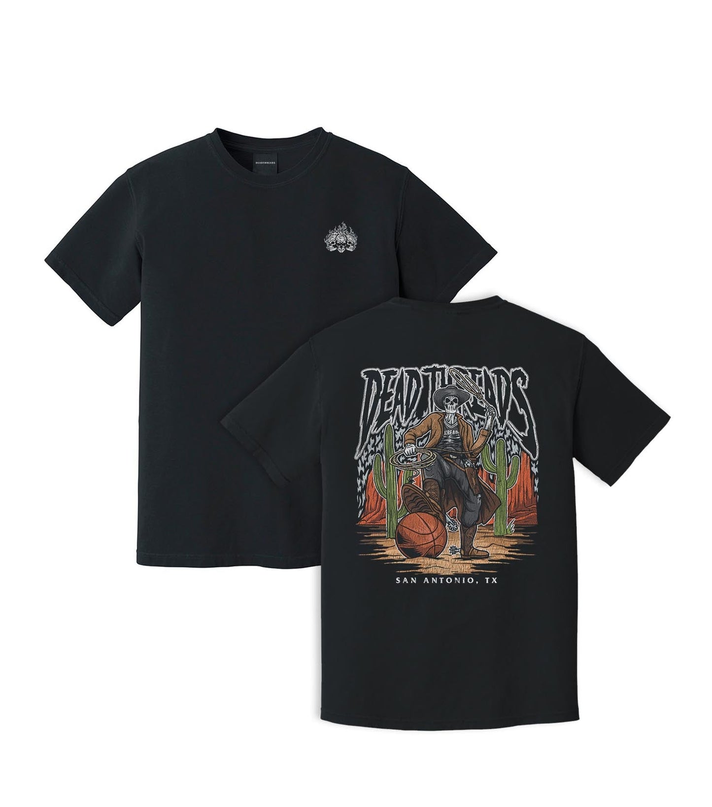SAN ANTONIO BASKETBALL - “3 SKULL” PREMIUM T-SHIRT – T-Shirt – Dead Threads Apparel