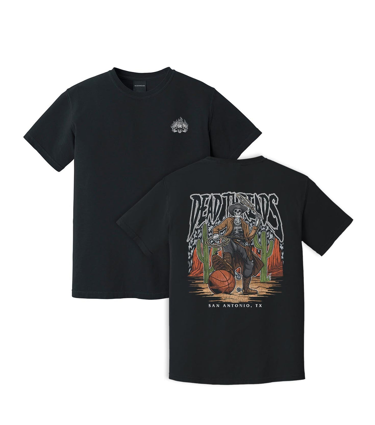 SAN ANTONIO BASKETBALL - “3 SKULL” PREMIUM T-SHIRT – T-Shirt – Dead Threads Apparel