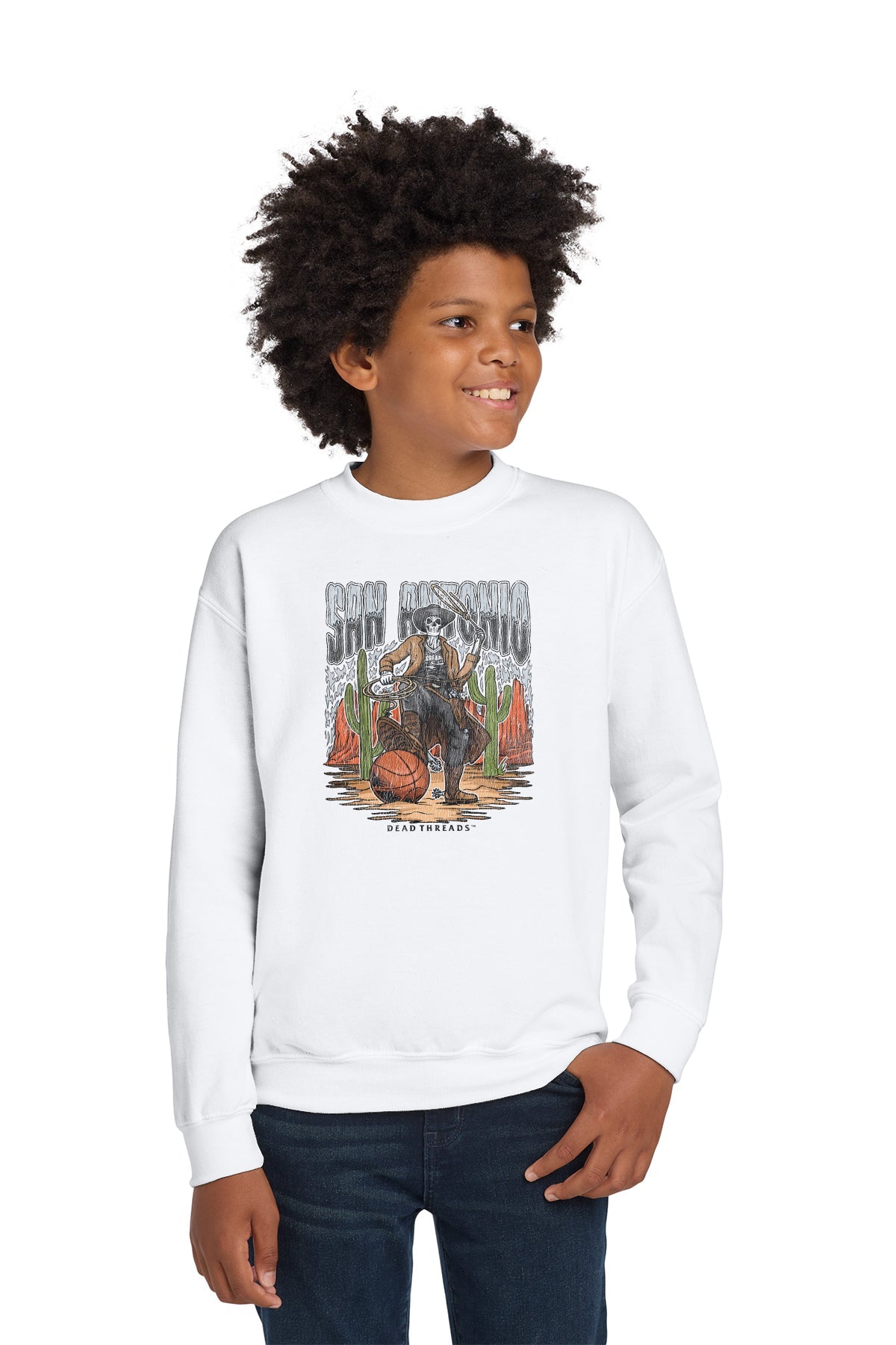 SAN ANTONIO BASKETBALL KIDS CREWNECK SWEATSHIRT – Kids clothes – Dead Threads Apparel