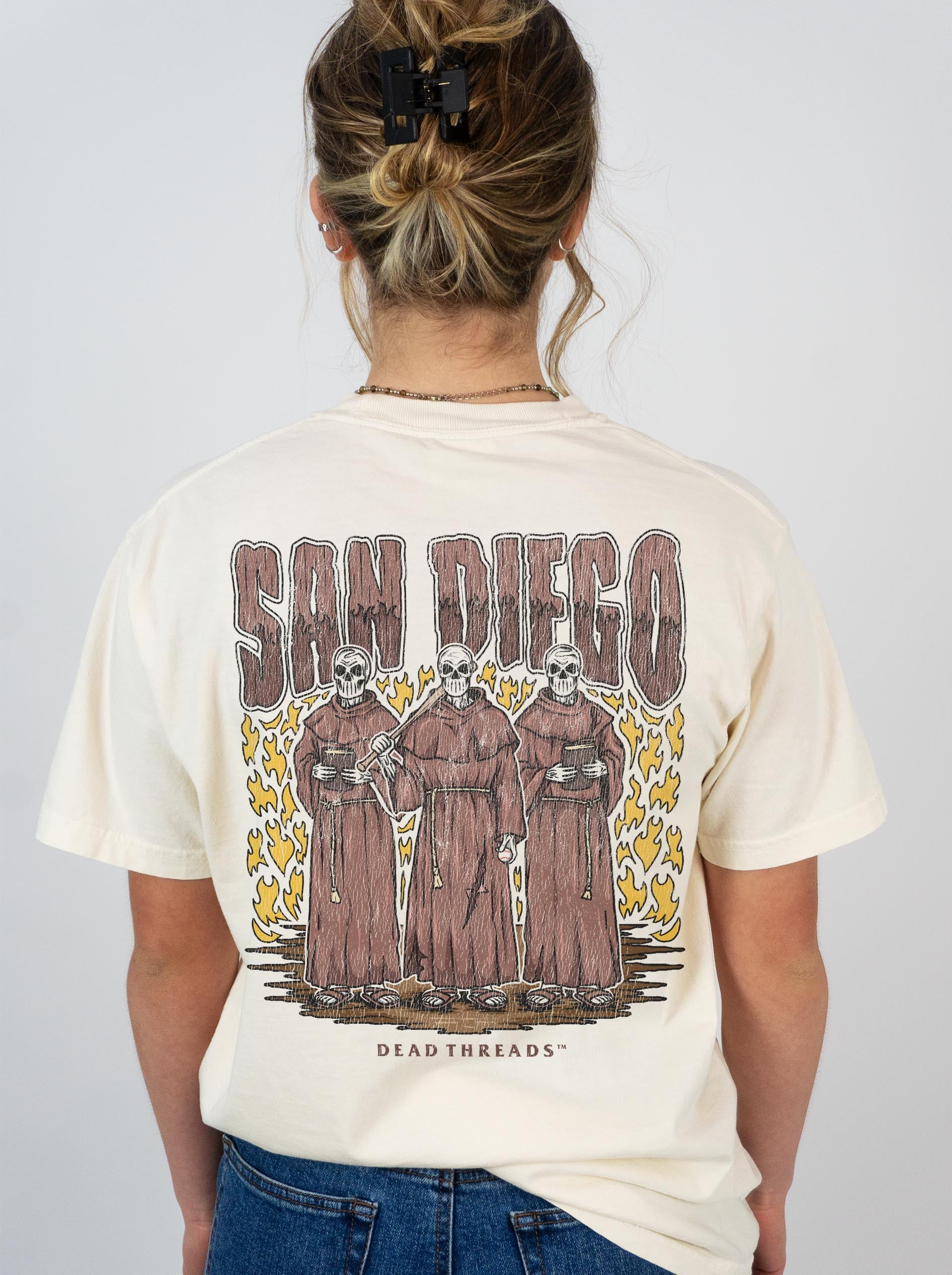 SAN DIEGO BASEBALL - "3 SKULL" PREMIUM T - SHIRT – T-Shirt – Dead Threads Apparel