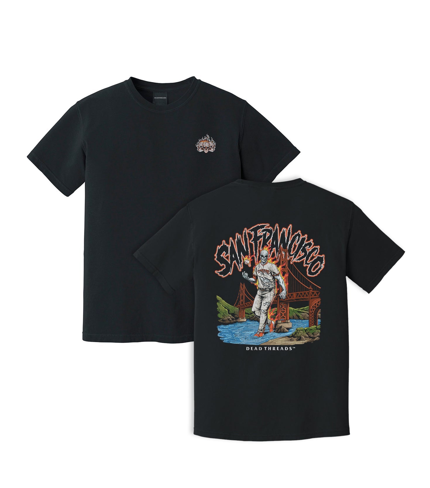SAN FRANCISCO BASEBALL - "3 SKULL" PREMIUM T - SHIRT – T-Shirt – Dead Threads Apparel
