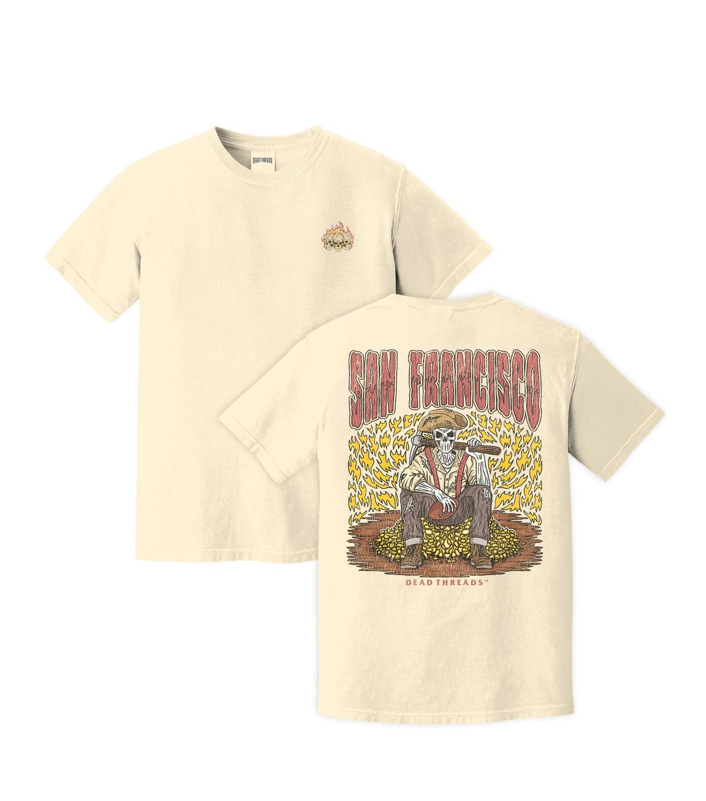 SAN FRANCISCO FOOTBALL - “3 SKULL” PREMIUM T - SHIRT – T-Shirt – Dead Threads Apparel