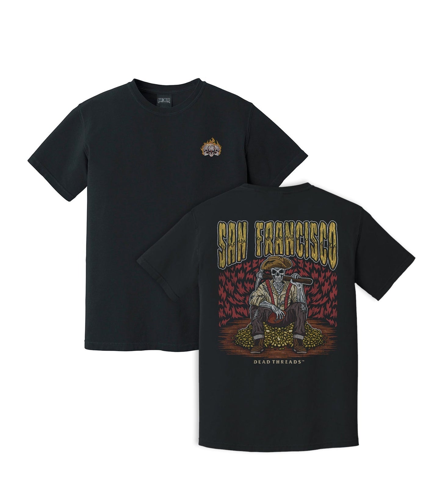 SAN FRANCISCO FOOTBALL - “3 SKULL” PREMIUM T - SHIRT – T-Shirt – Dead Threads Apparel