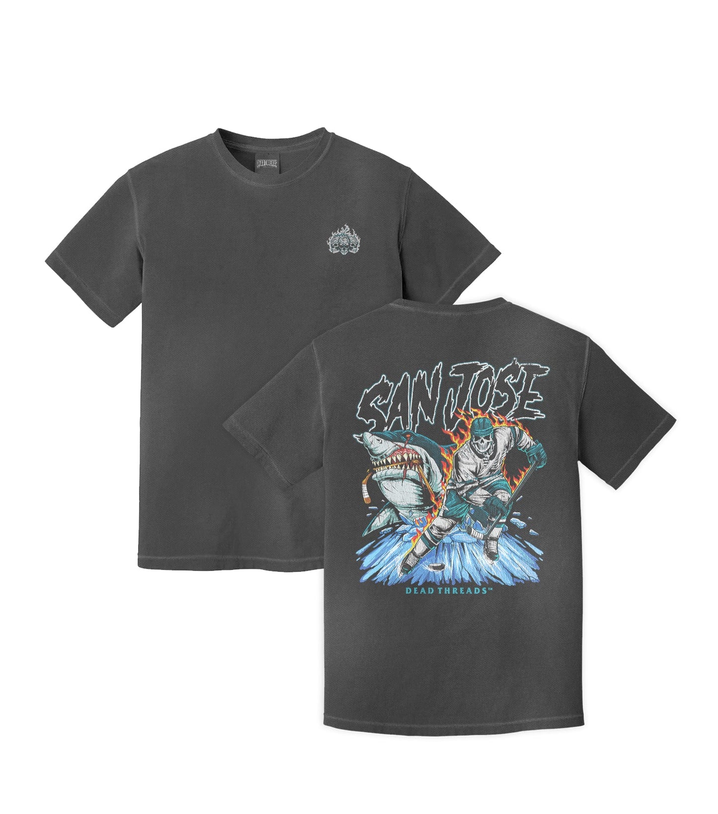 SAN JOSE HOCKEY - “3 SKULL” PREMIUM T - SHIRT – T-Shirt – Dead Threads Apparel