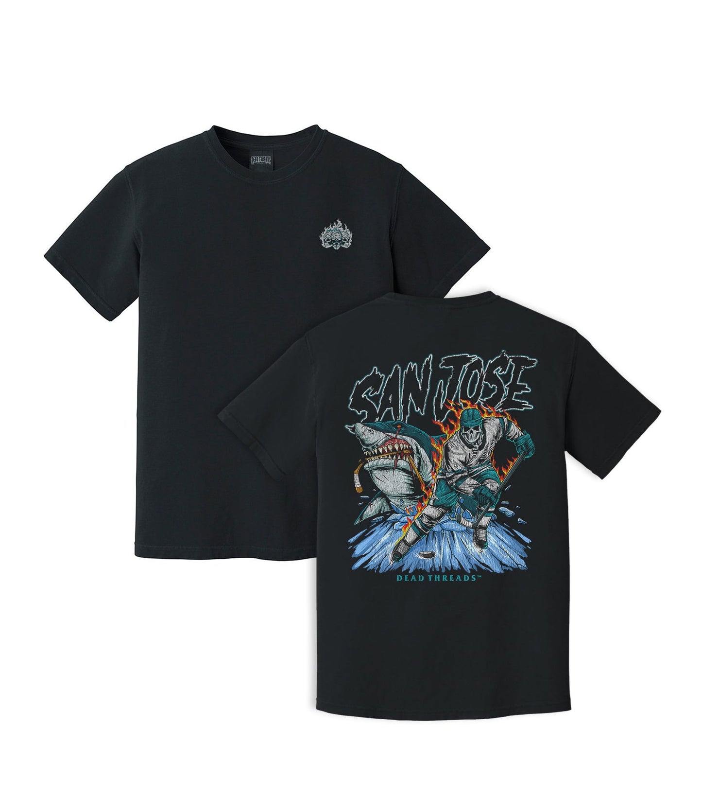 SAN JOSE HOCKEY - “3 SKULL” PREMIUM T - SHIRT – T-Shirt – Dead Threads Apparel