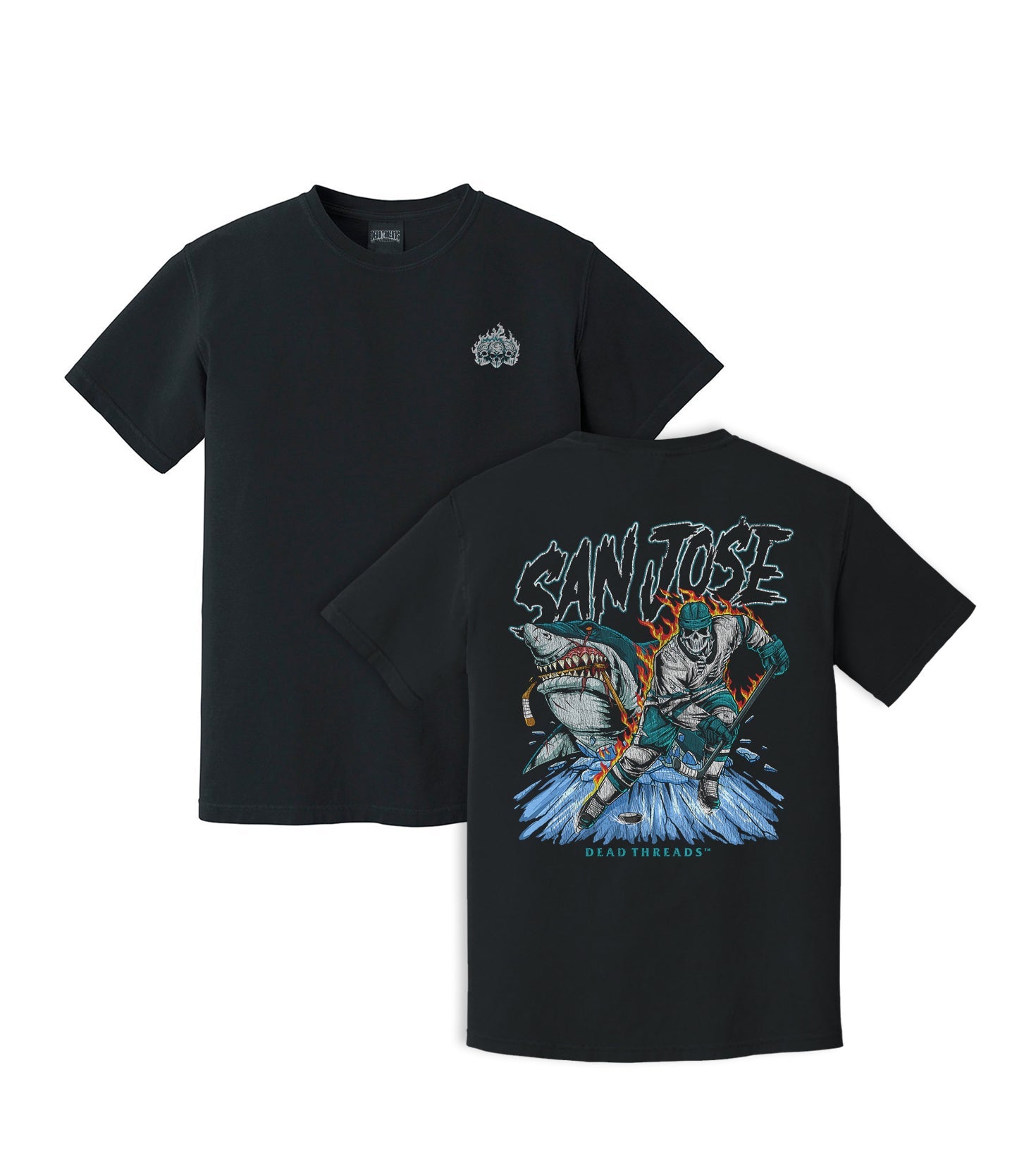 SAN JOSE HOCKEY - “3 SKULL” PREMIUM T - SHIRT – T-Shirt – Dead Threads Apparel