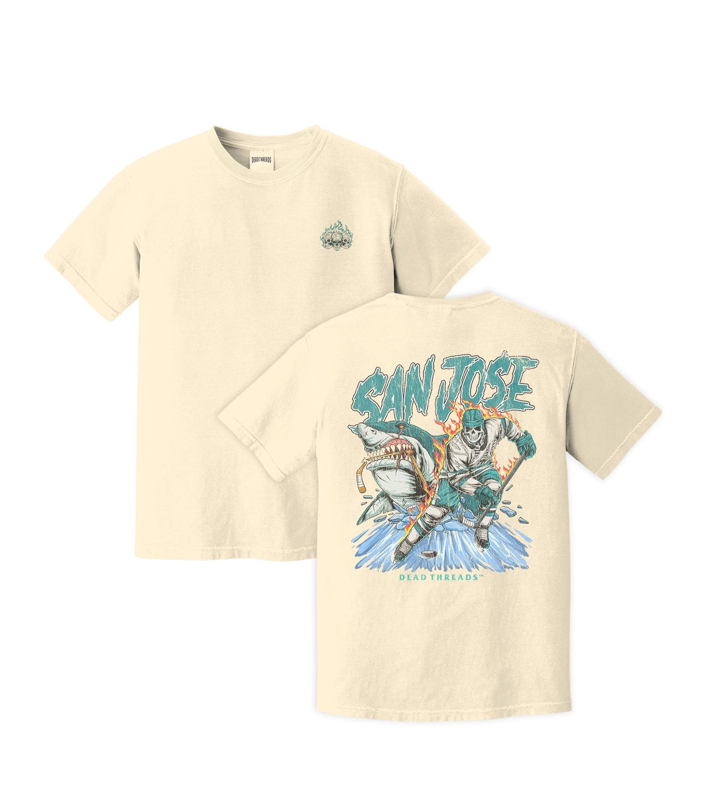 SAN JOSE HOCKEY - “3 SKULL” PREMIUM T - SHIRT – T-Shirt – Dead Threads Apparel