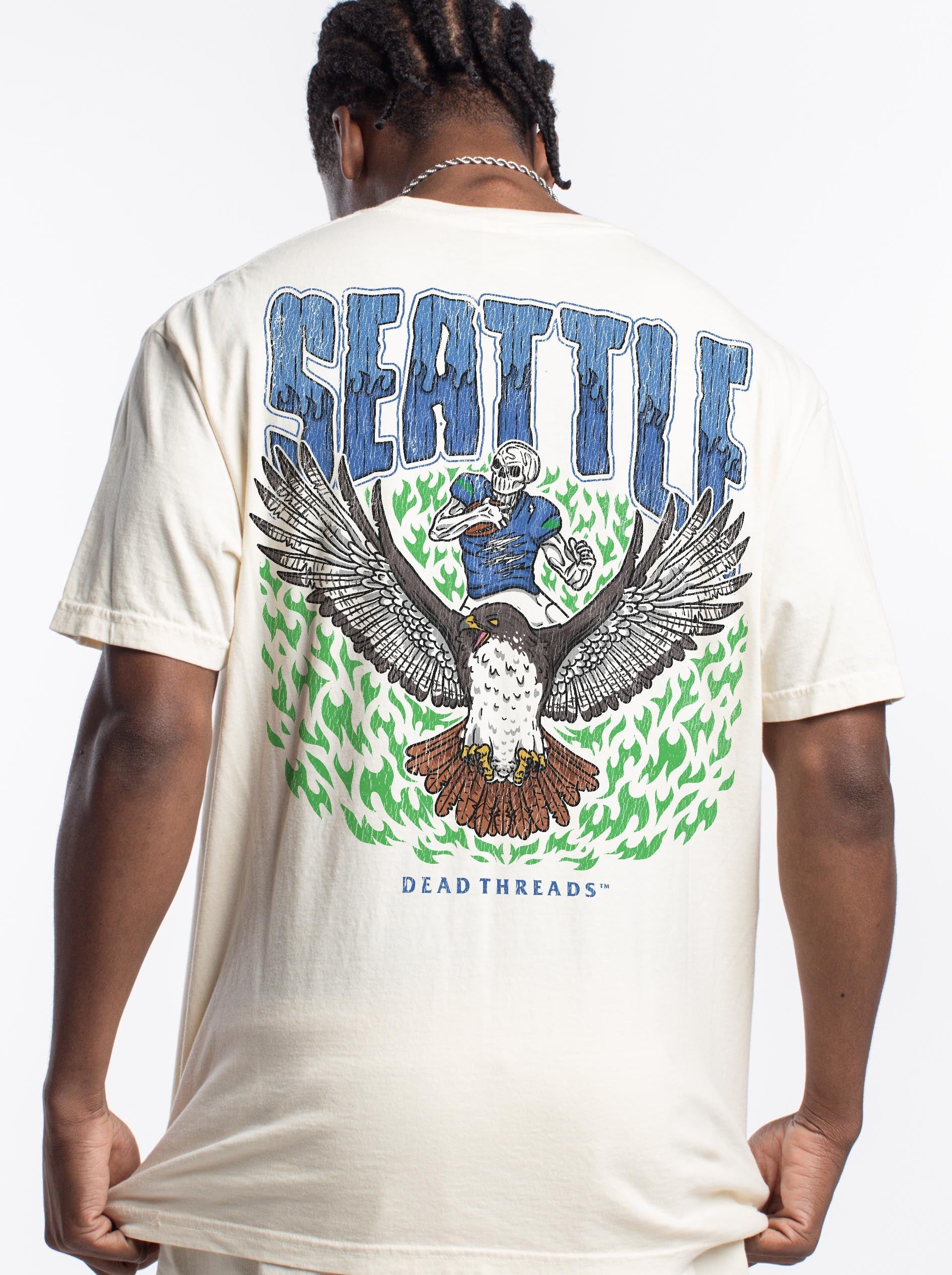 SEATTLE FOOTBALL - “3 SKULL” PREMIUM T - SHIRT – T-Shirt – Dead Threads Apparel