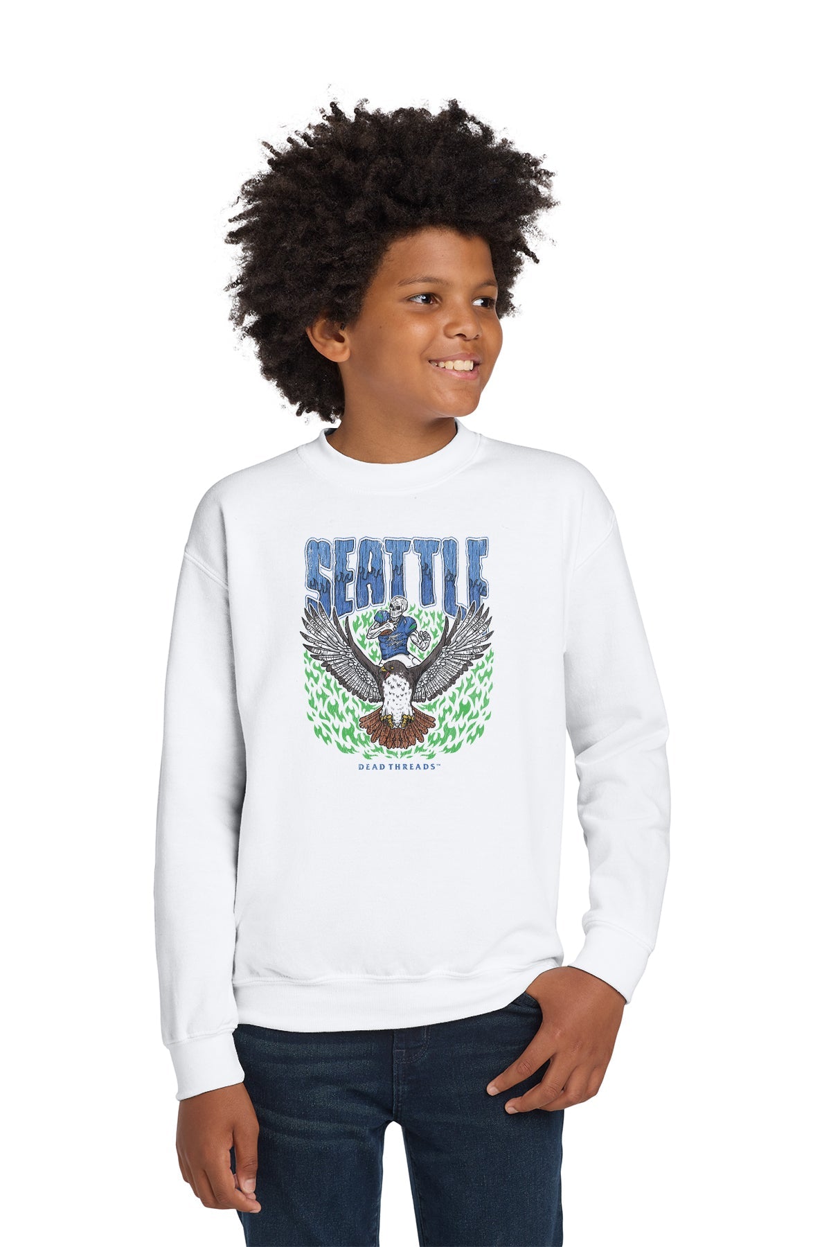 SEATTLE FOOTBALL KIDS CREWNECK SWEATSHIRT – Kids clothes – Dead Threads Apparel