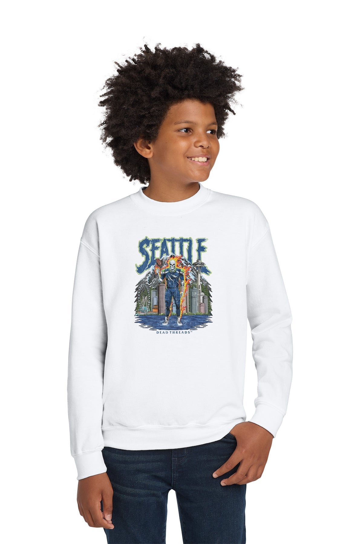 SEATTLE FOOTBALL v2 KIDS CREWNECK SWEATSHIRT – Kids clothes – Dead Threads Apparel