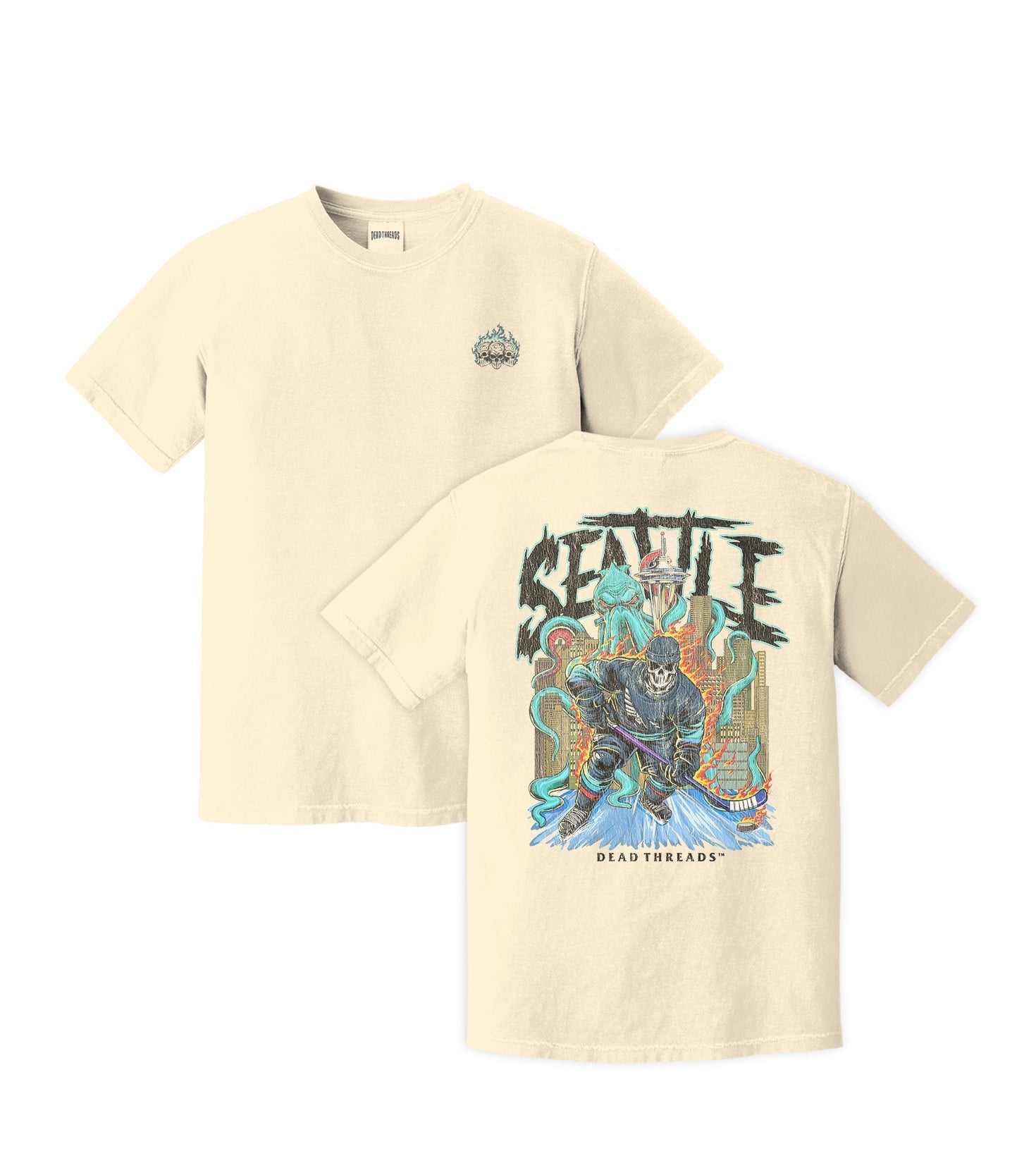 SEATTLE HOCKEY - “3 SKULL” PREMIUM T - SHIRT – T-Shirt – Dead Threads Apparel