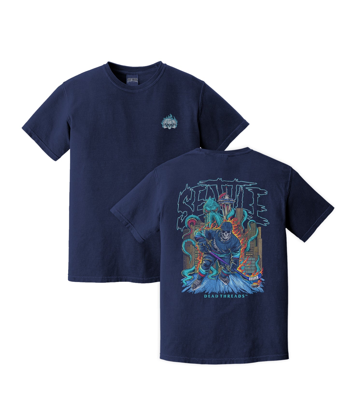 SEATTLE HOCKEY - “3 SKULL” PREMIUM T - SHIRT – T-Shirt – Dead Threads Apparel