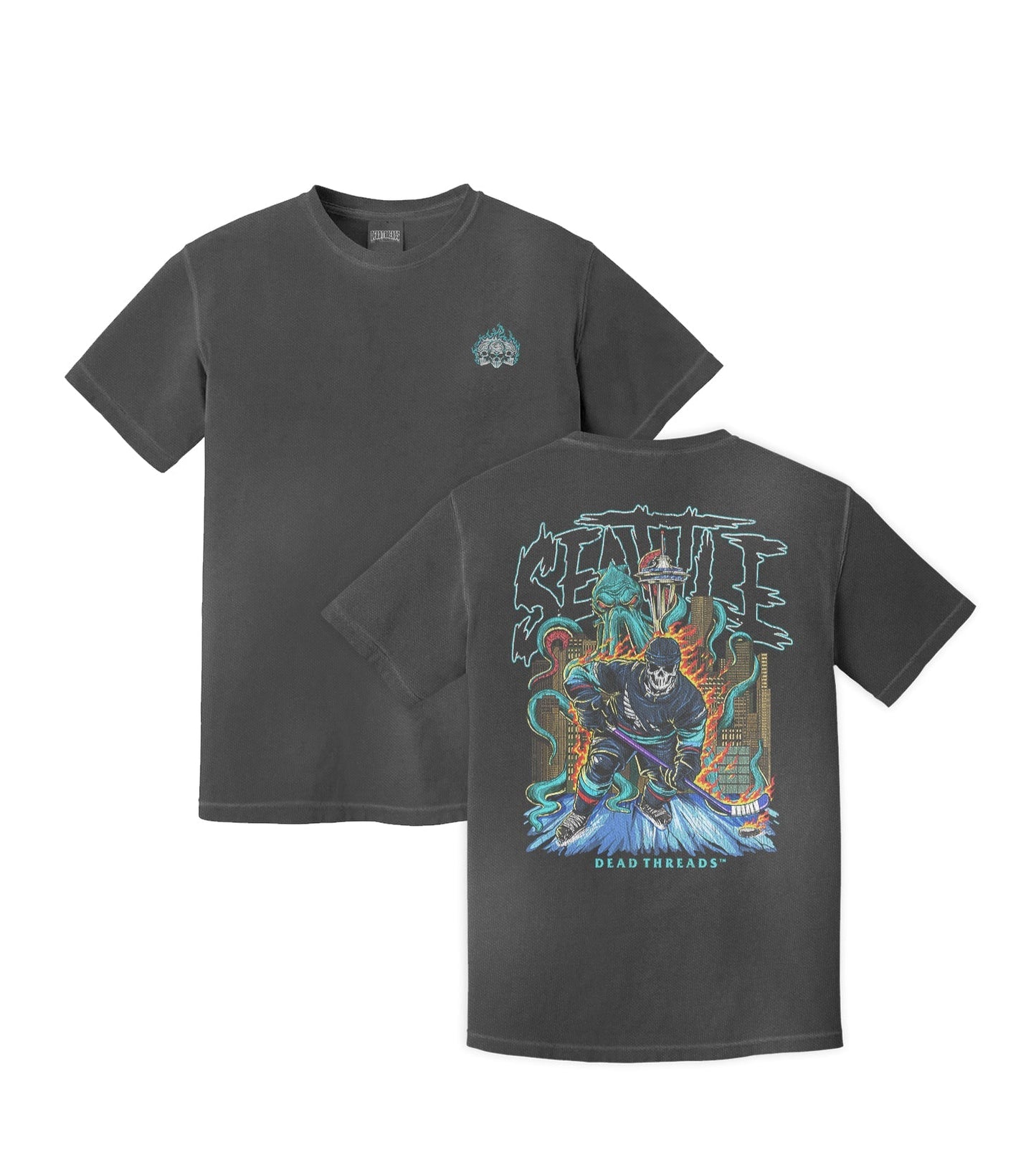 SEATTLE HOCKEY - “3 SKULL” PREMIUM T - SHIRT – T-Shirt – Dead Threads Apparel