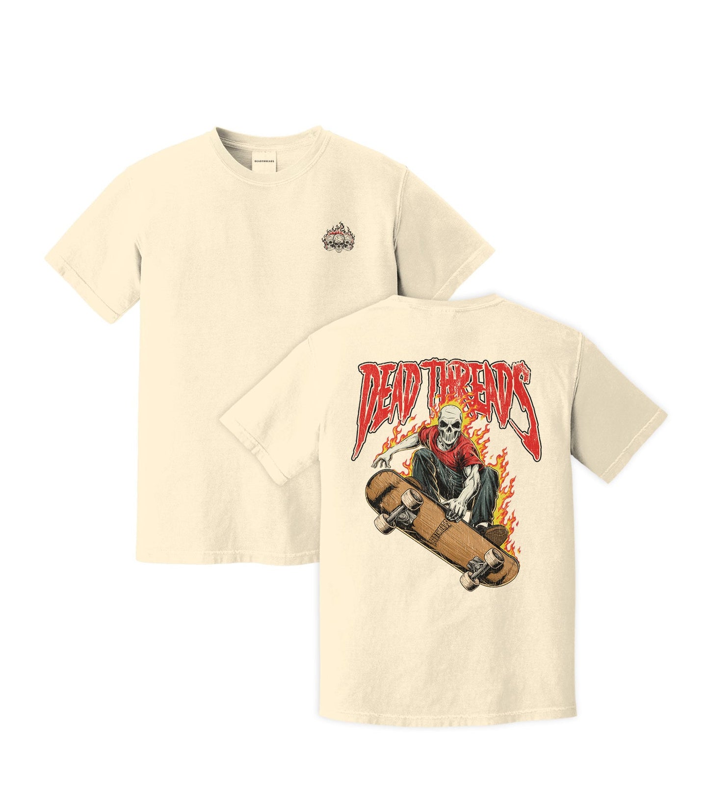 SKATE OR DIE - “3 SKULL” PREMIUM T - SHIRT – T-Shirt – Dead Threads Apparel