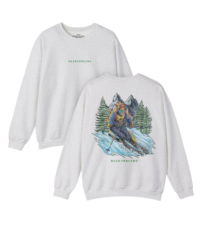 SKIING - “DT ESSENTIAL" CREWNECK SWEATSHIRT - skeleton skull t-shirt — Dead Threads Apparel