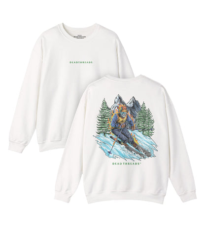 SKIING - “DT ESSENTIAL" CREWNECK SWEATSHIRT - skeleton skull t-shirt — Dead Threads Apparel