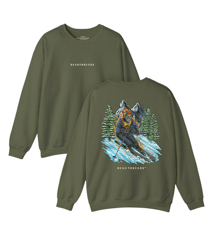SKIING - “DT ESSENTIAL" CREWNECK SWEATSHIRT - skeleton skull t-shirt — Dead Threads Apparel