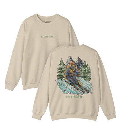 SKIING - “DT ESSENTIAL" CREWNECK SWEATSHIRT - skeleton skull t-shirt — Dead Threads Apparel