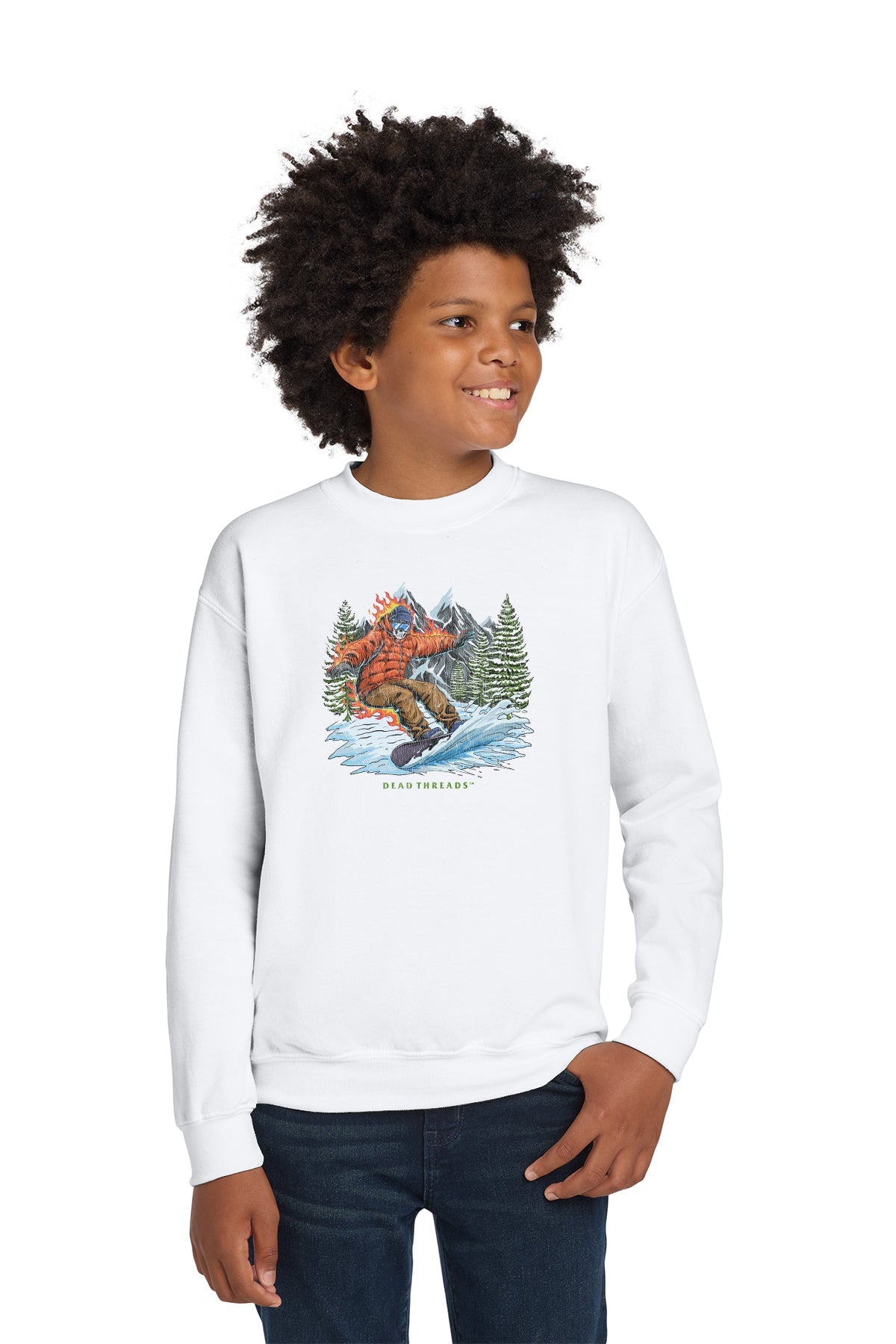 SNOWBOARDING KIDS CREWNECK SWEATSHIRT – Kids clothes – Dead Threads Apparel