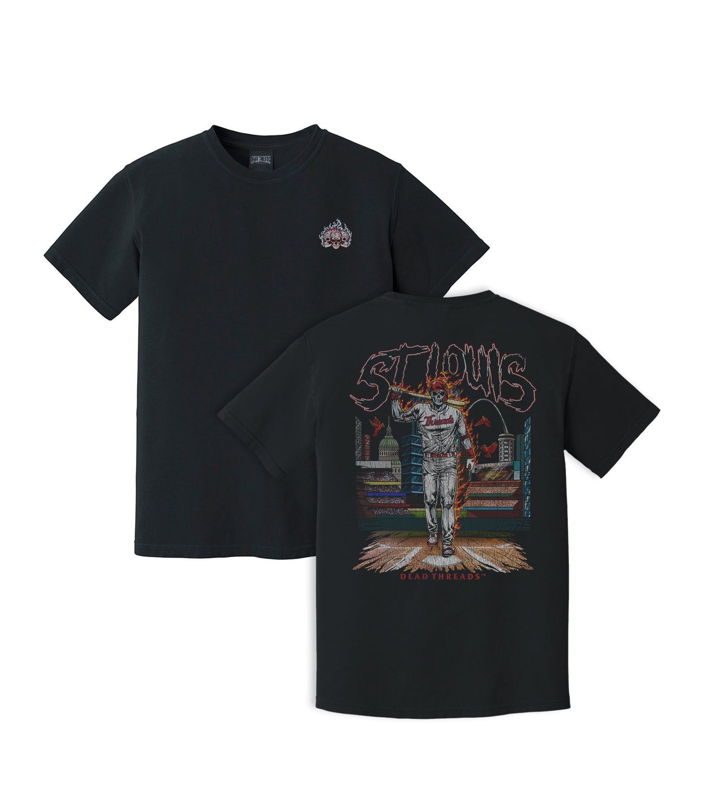 ST. LOUIS BASEBALL - "3 SKULL" PREMIUM SHIRT – T-Shirt – Dead Threads Apparel