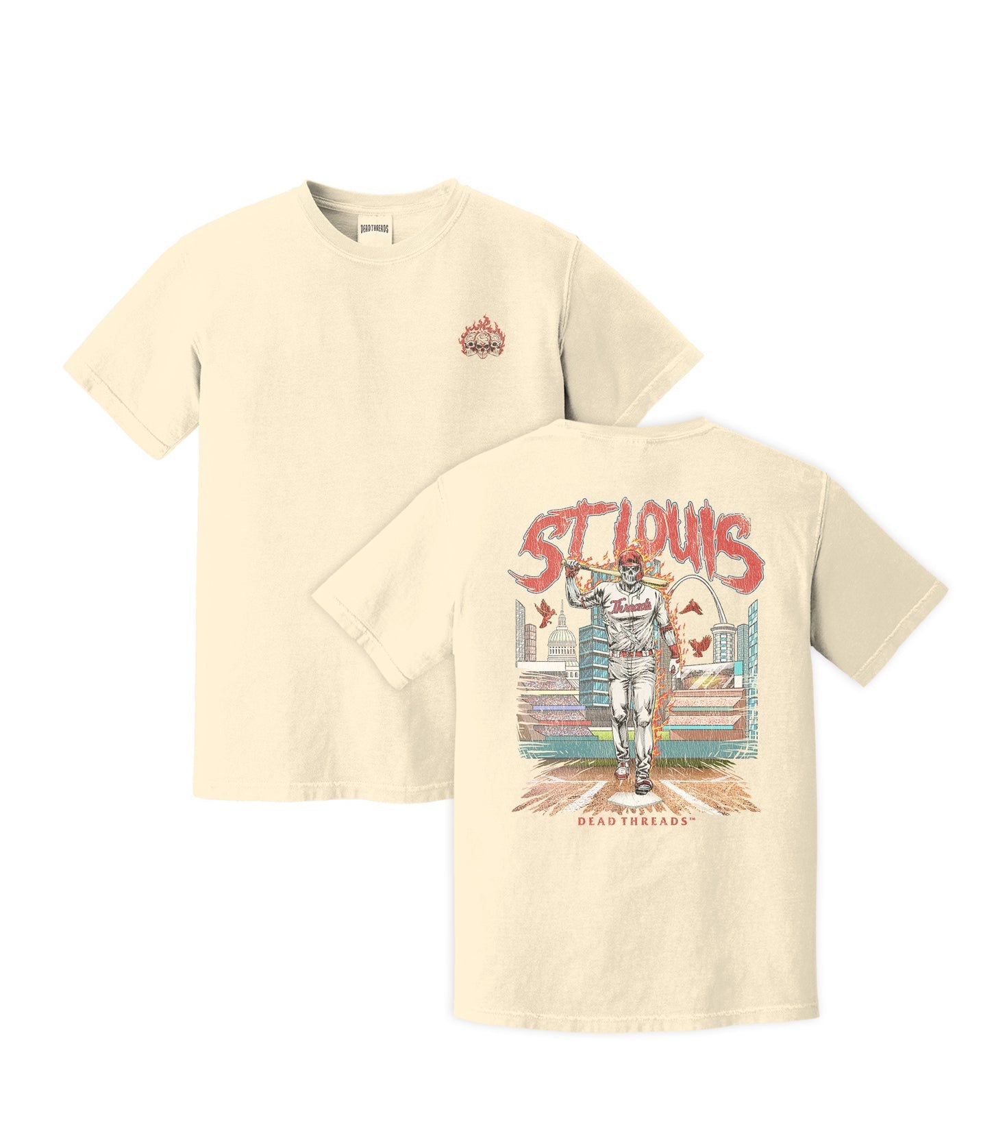 ST. LOUIS BASEBALL - "3 SKULL" PREMIUM SHIRT – T-Shirt – Dead Threads Apparel