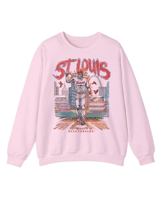 ST. LOUIS BASEBALL CREWNECK SWEATSHIRT - PINK – Sweatshirt – Dead Threads Apparel